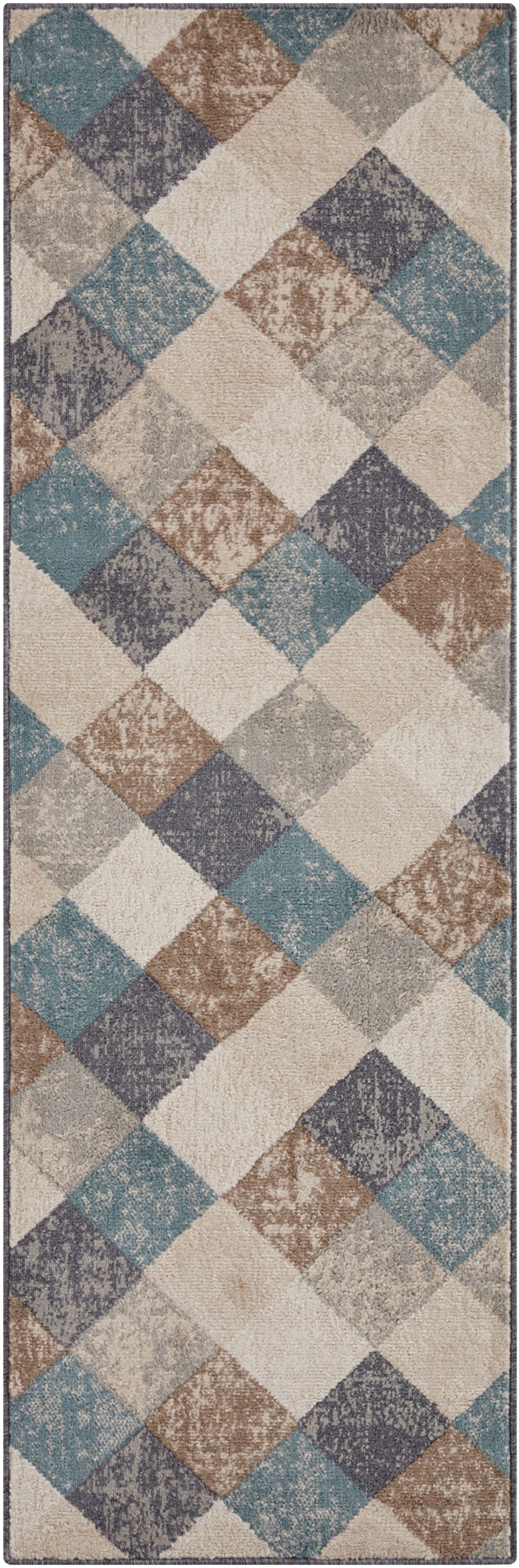 HANSE Home Vloerkleed Bakke Kortpolig, loper, ruitpatroon, woonkamer, slaapkamer, eetkamer
