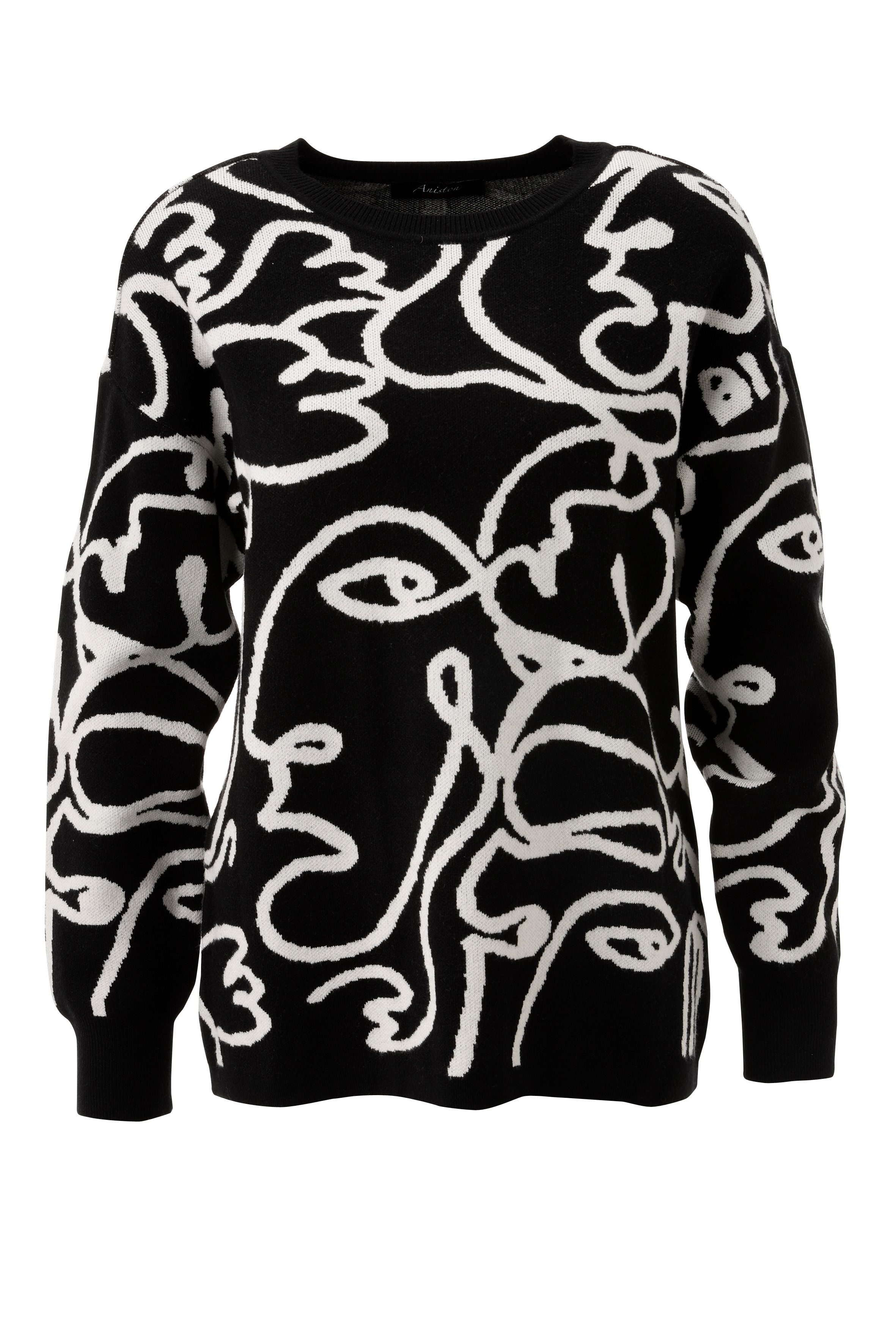 Aniston CASUAL Gebreide trui met fantasierijk, grafisch jacquardpatroon - nieuwe collectie