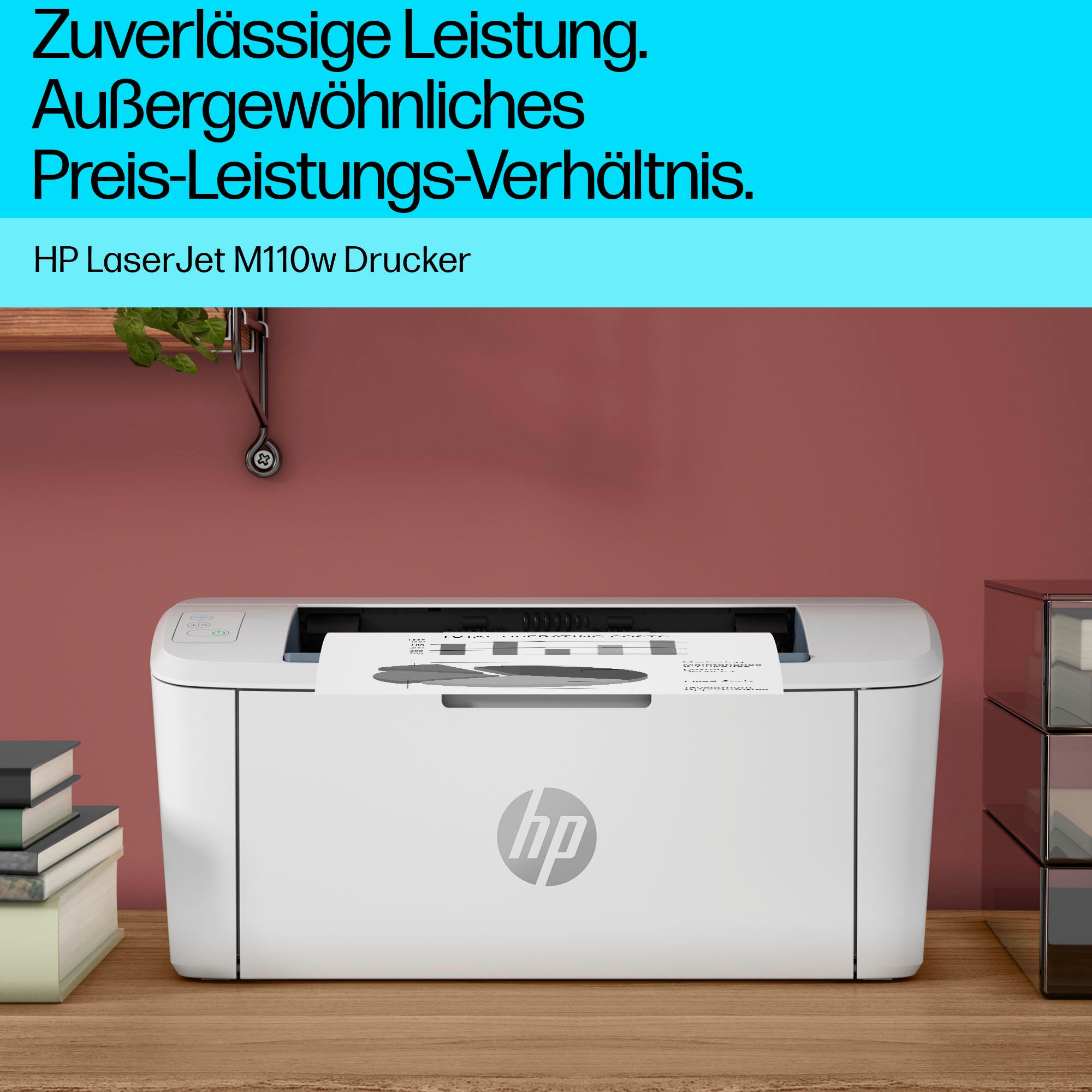 HP Zwart/wit laserprinter LaserJet M110w inclusief 2 maanden gratis printen met hp instant ink