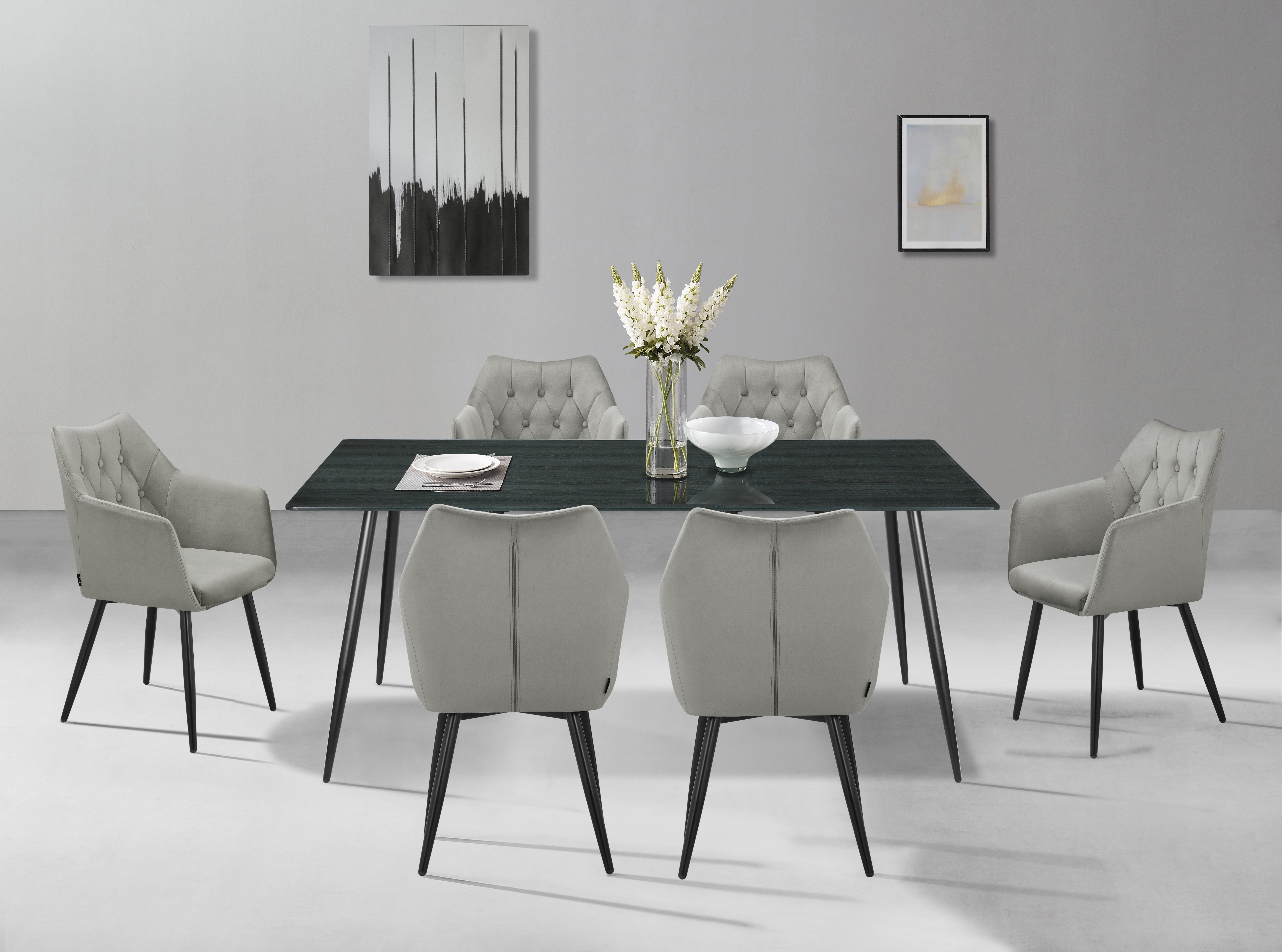 Home affaire Eetkamerstoel Alton schaalstoel, TOPSELLER! met zachte velours, armstoel met aantrekkelijke knoopverwerking (set, 2 stuks)