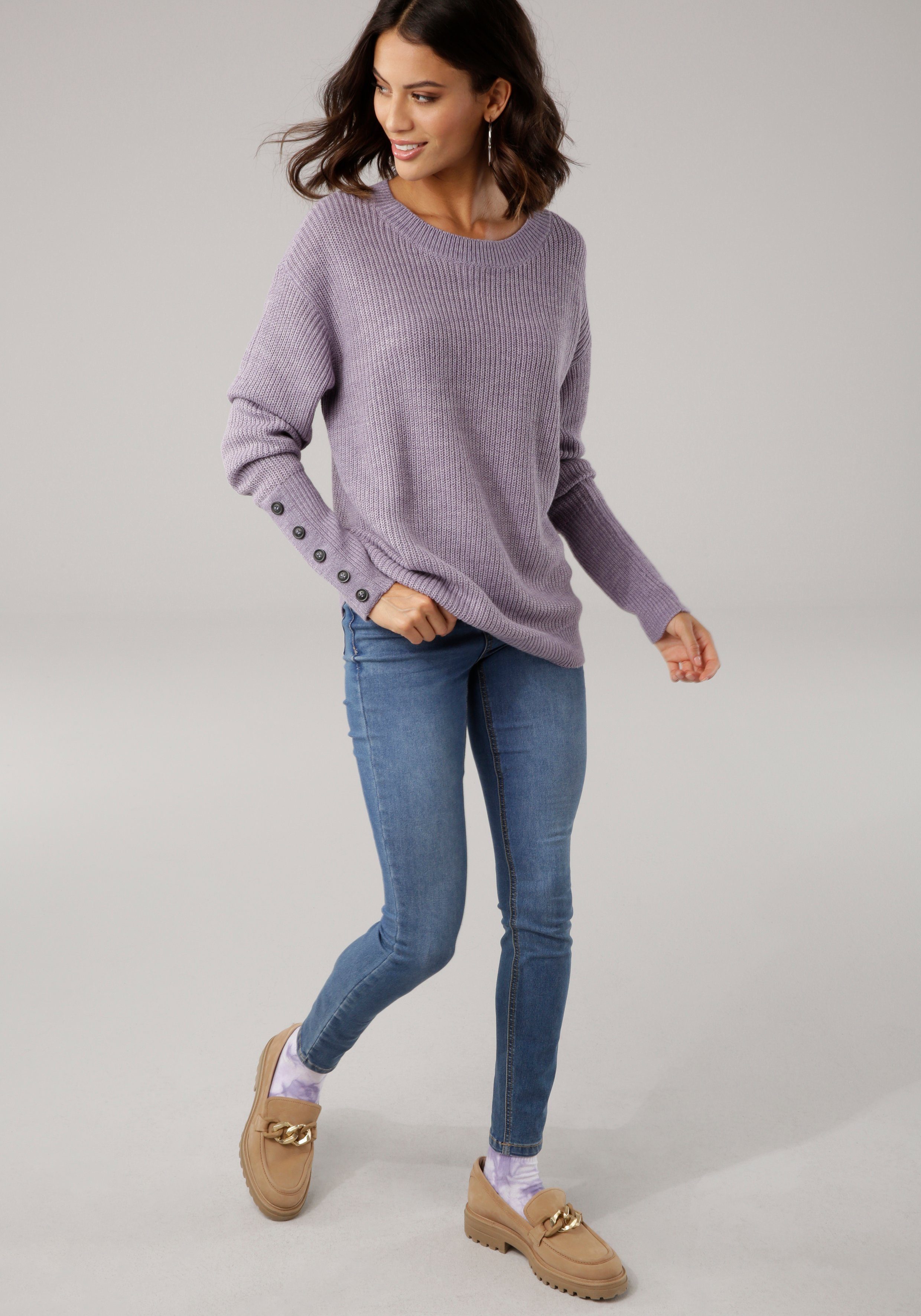 Laura Scott Gebreide trui met decoratieve knopen