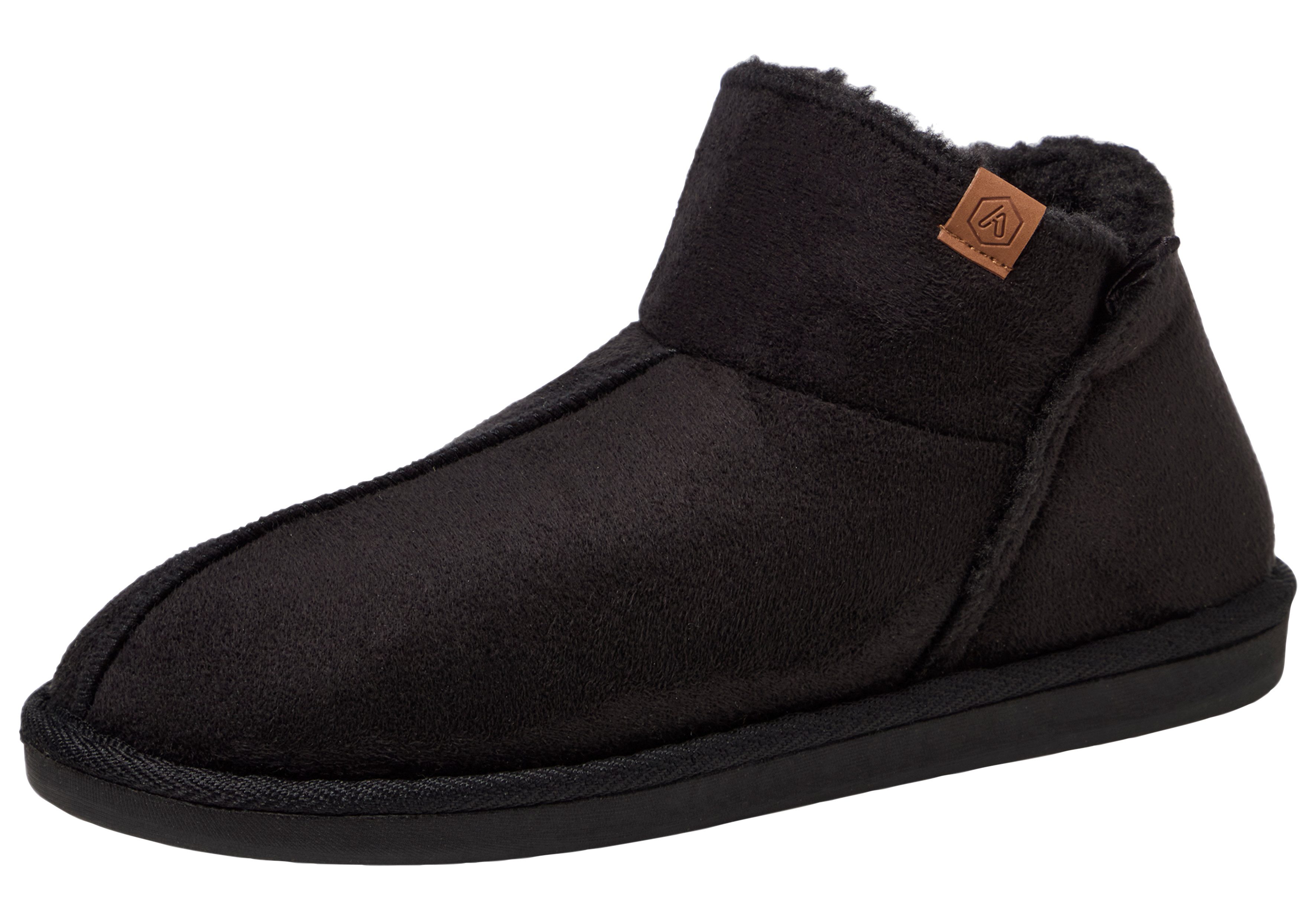 Apollo Pantoffels LADIES HOME BOOTS SUEDE met logo-embossing en knusse, warme binnenvoering