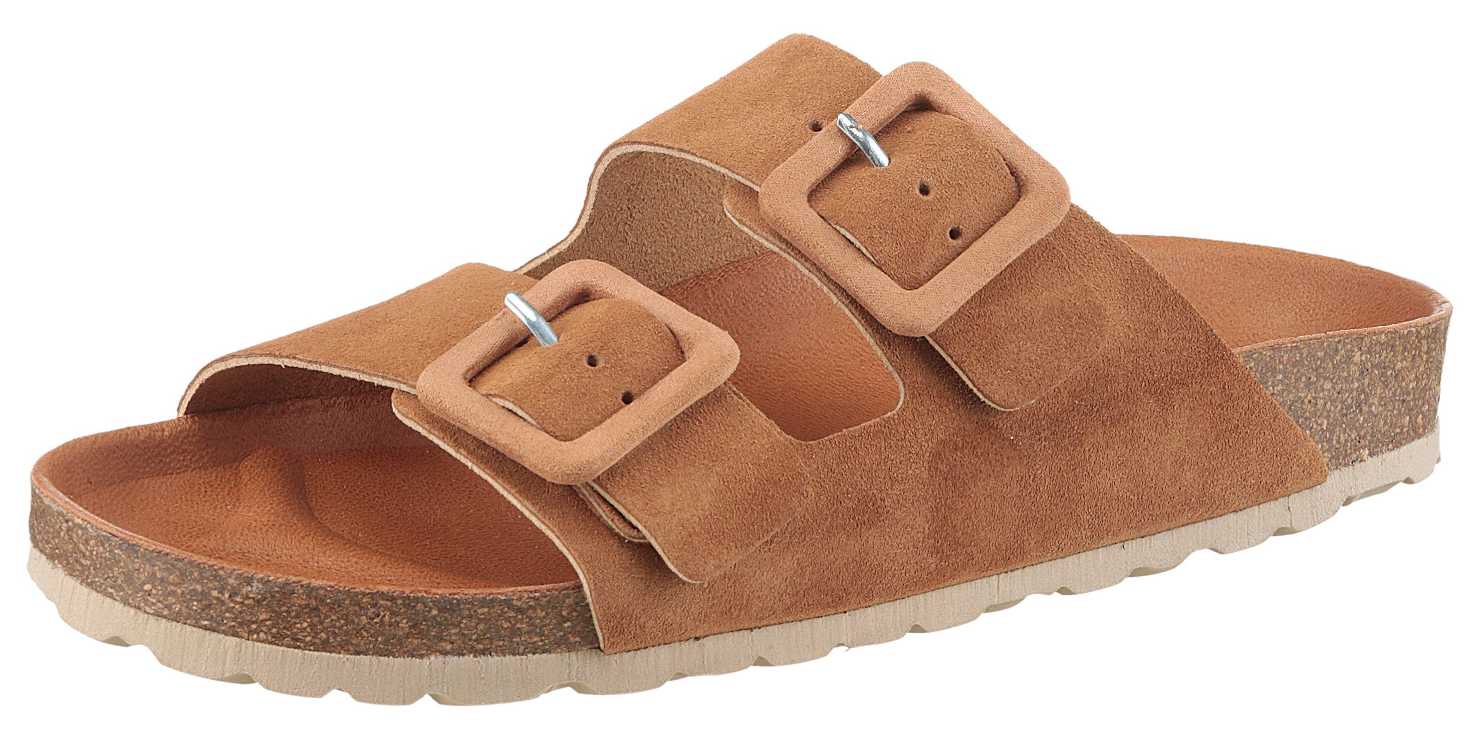 VERBENAS Slippers Randell Velour , zomerschoen, slippers, huisschoen, vakantieschoen met zacht voetbed dames sandaaltjes maat 36 bruin
