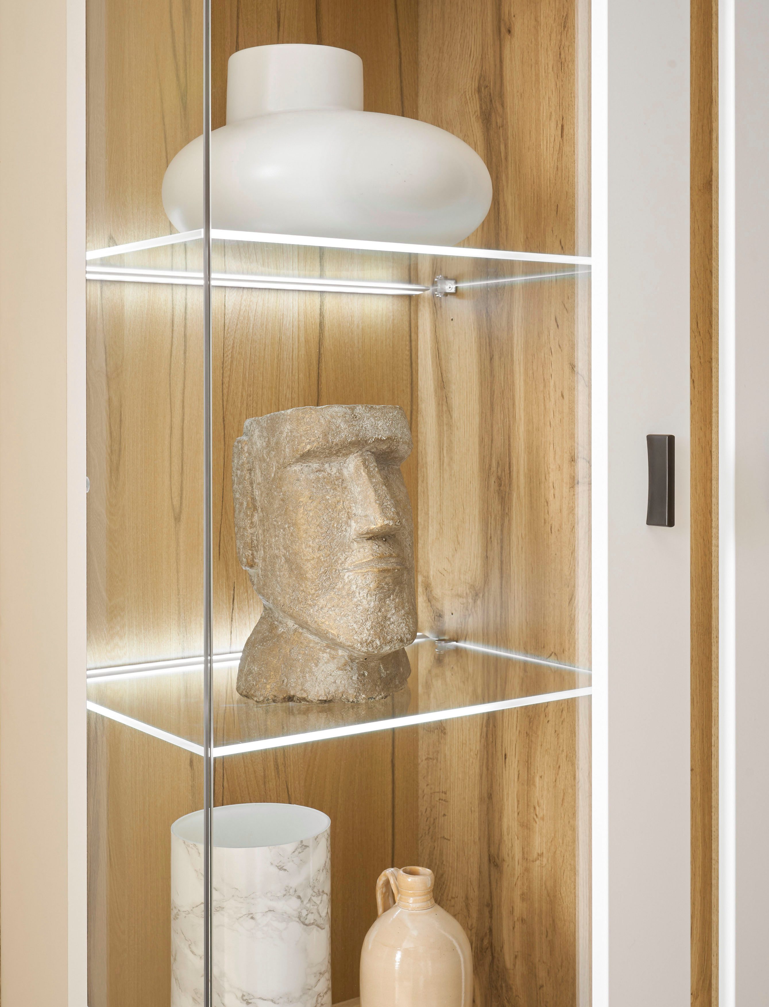 INOSIGN Vitrinekast LONG ISLAND, opberghangkast in moderne trendkleur, inclusief verticale verlichting, breedte 80 cm (1 stuk)