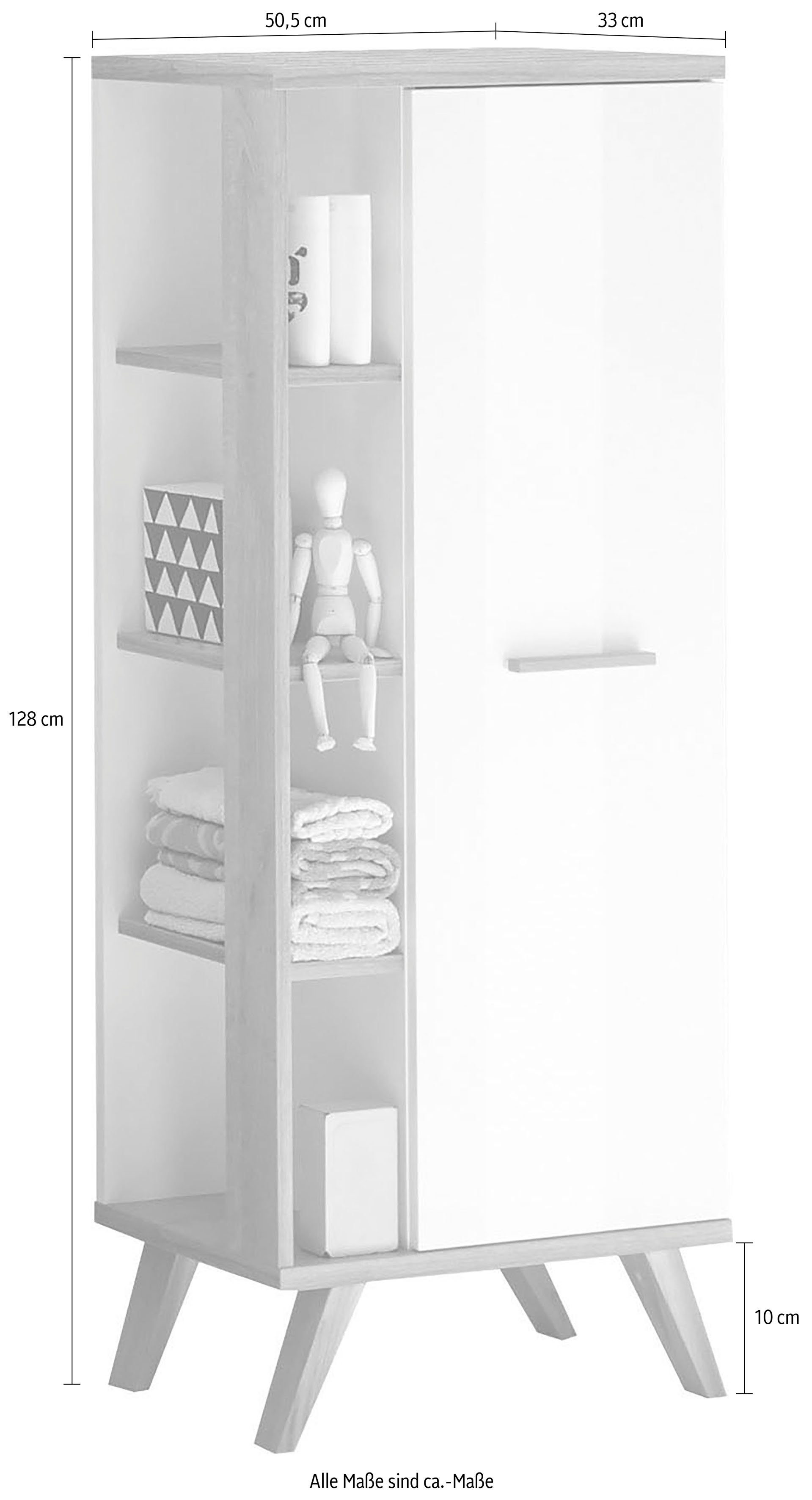 Saphir Halfhoge kast Quickset badkamermeubel 50,5 cm breed, 1 deur, zijplanken Badkamer-halfhoge kast inclusief deurdemper, grepen in hout