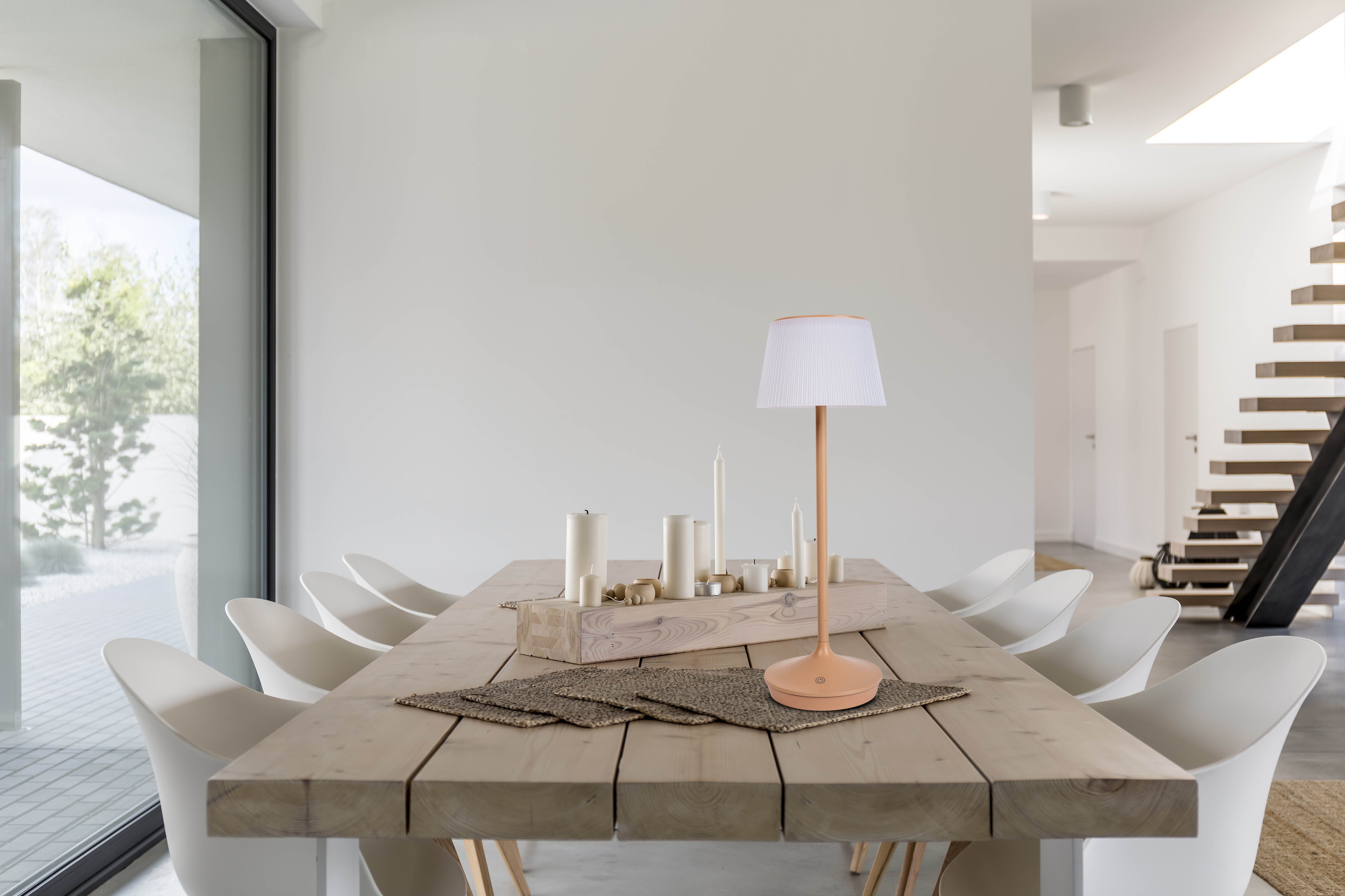 näve Led-tafellamp Zonne-lamp / acculamp "EMMI" Zonne-energie, accubedrijf, CCT, aanraaksensor, accutafellamp (1 stuk)
