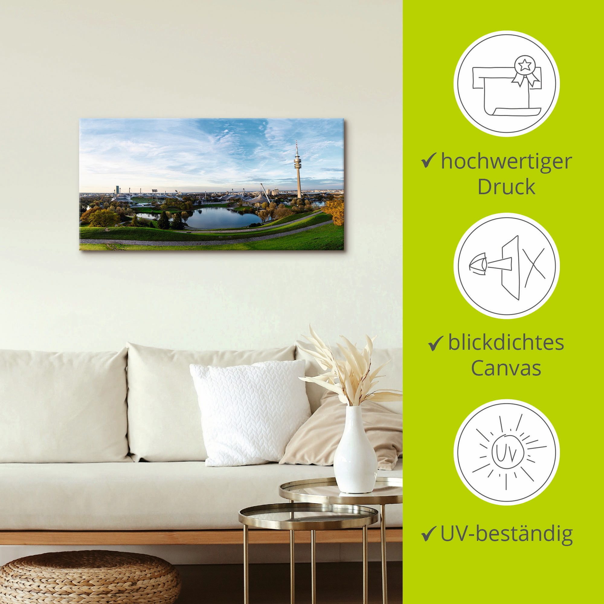 Artland Artprint op linnen Olympiapark in München gespannen op een spieraam