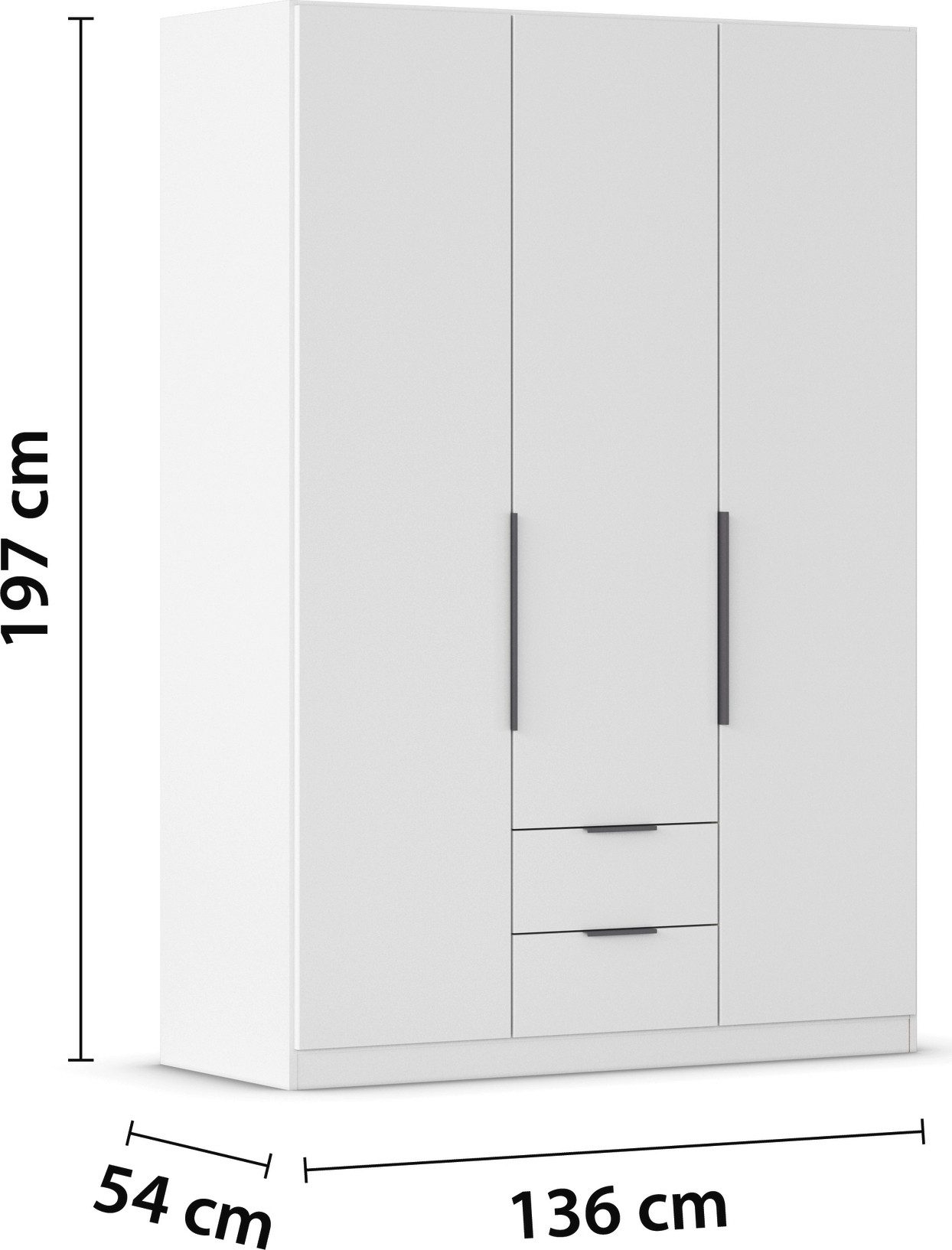 rauch Draaideurkast Kledingkast garderobe KREFELD optioneel met spiegel met 3 greepvarianten, incl. praktische lades made in germany
