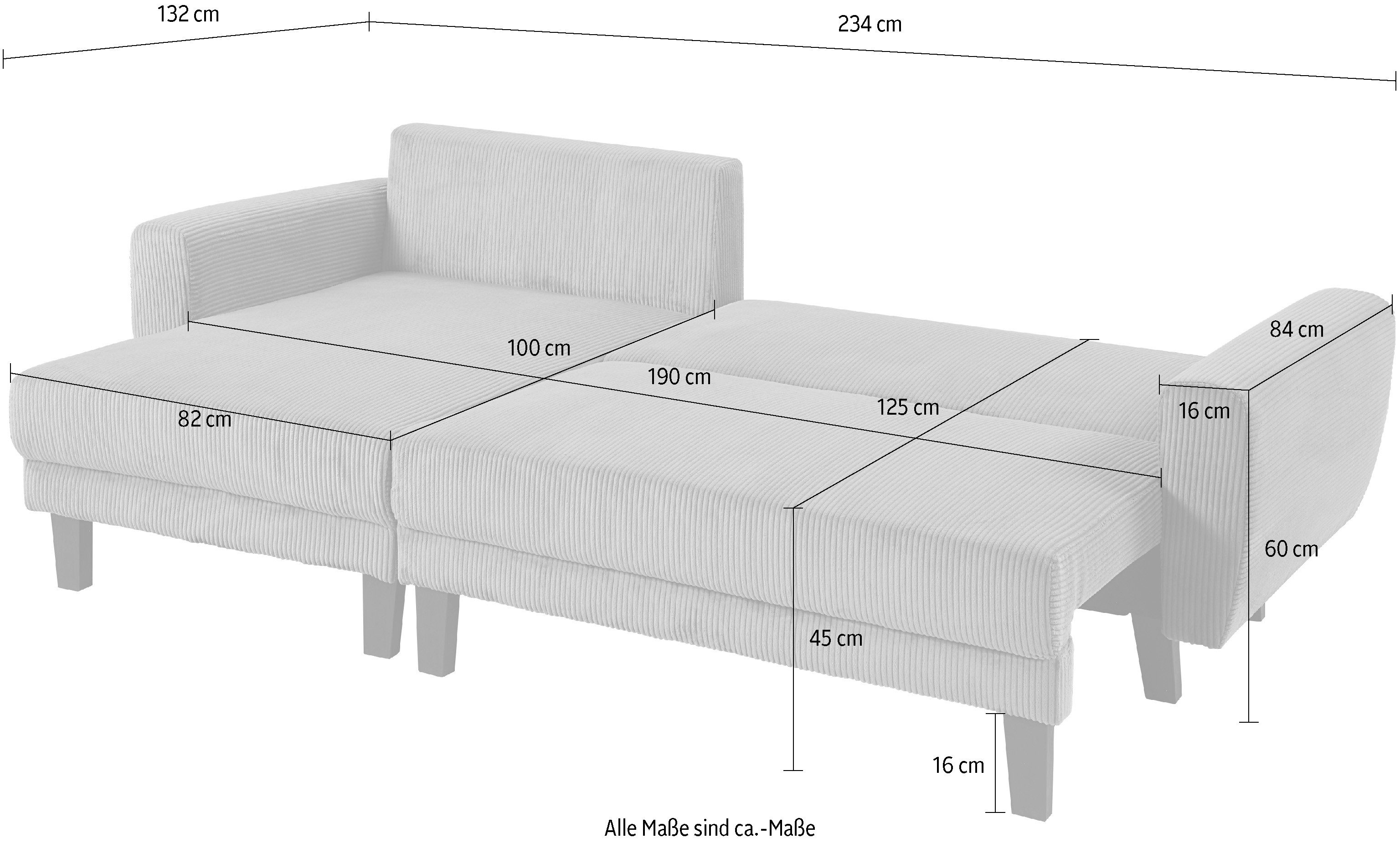 ATLANTIC home collection Hoekbank Leonid L-vorm met slaapfunctie en bedkist
