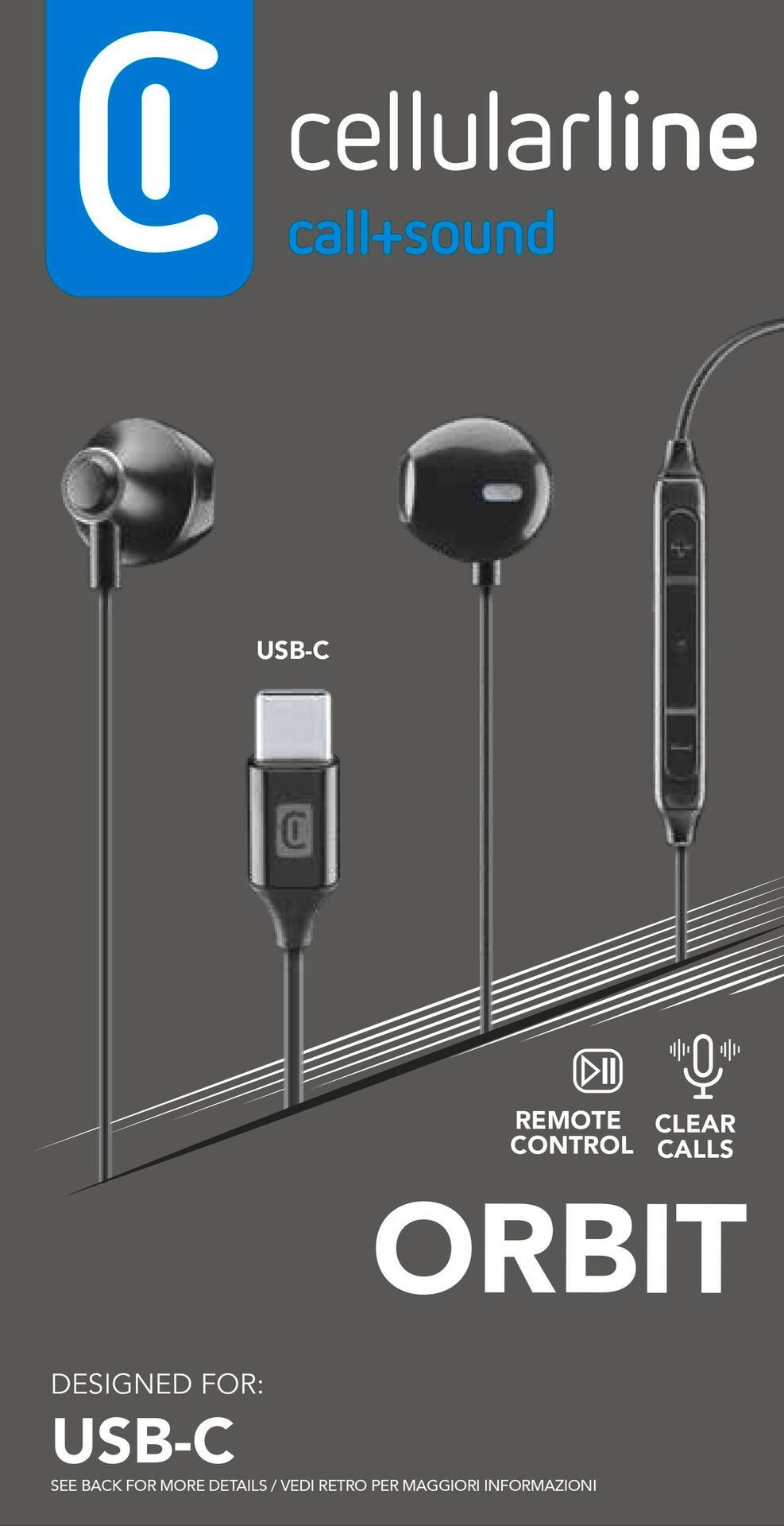 Cellularline In-ear-oordopjes USB-C hoofdtelefoon met microfoon