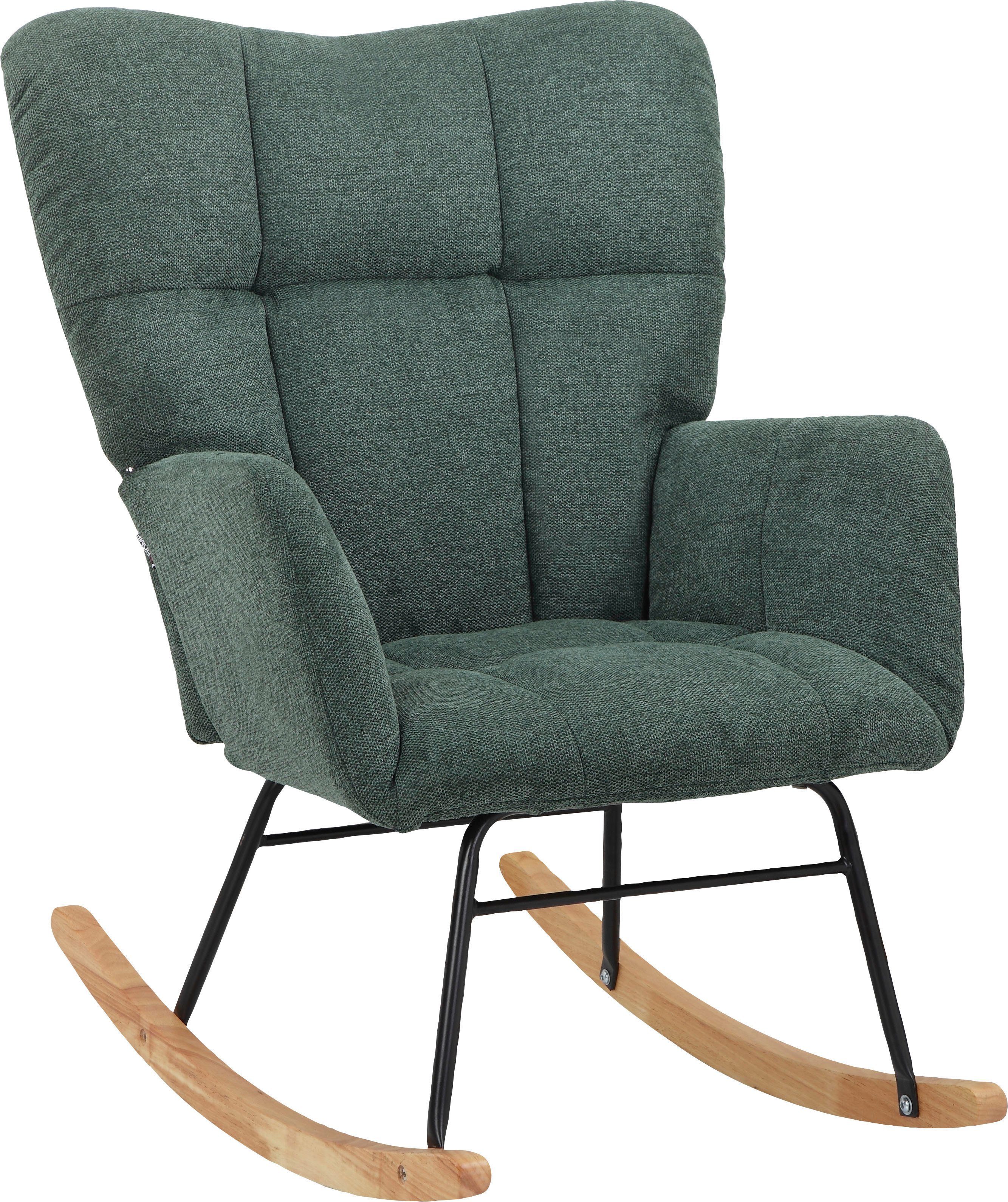 INOSIGN Schommelstoel Anika, ophaalstoel woonkamer met functie Zacht verdikte zitting en rugleuning, poten van metaal en hout, zithoogte 48 cm (1
