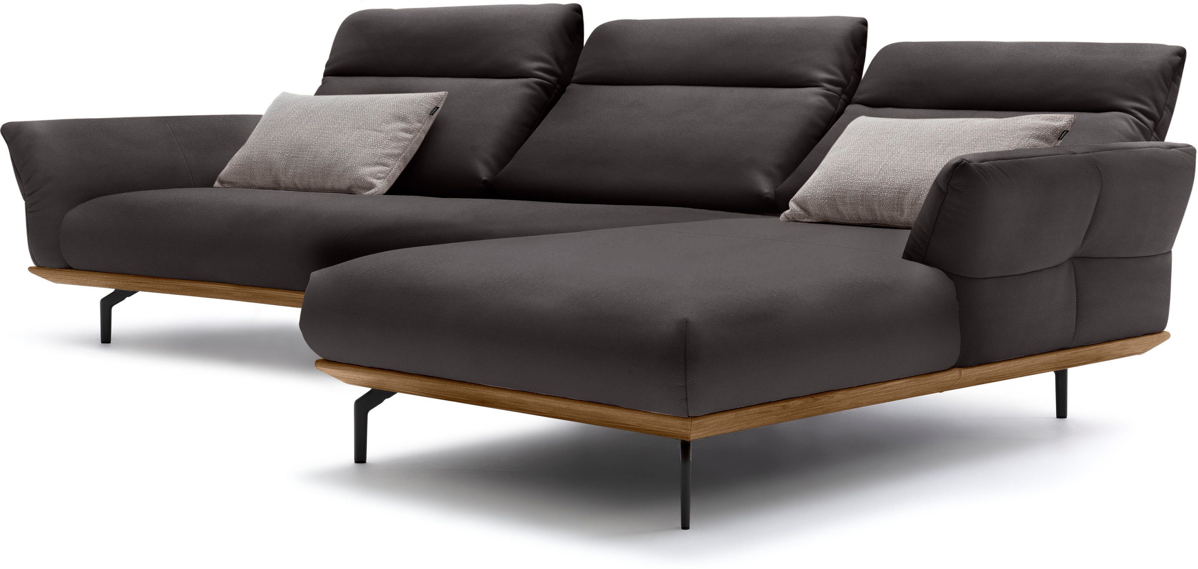 Creation BY ROLF BENZ Hoekbank CR.460 Sokkel in walnotenhout, onderstel in umbra grijs, breedte 338 cm