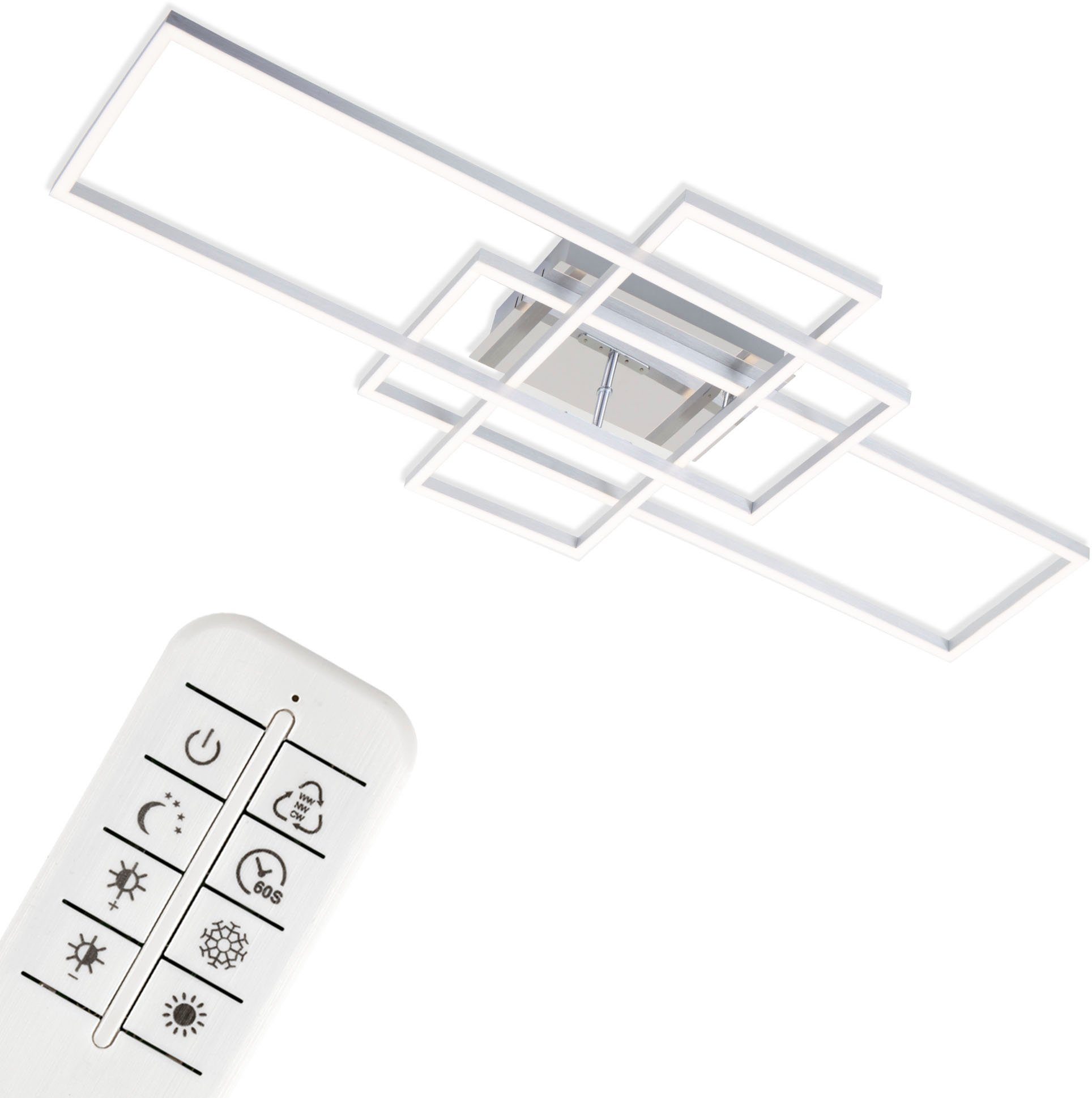 Briloner Leuchten Led-plafondlamp 3156018 FRAME Plafondlamp, 104x42x10 cm, chroom, 55W, woonkamer, slaapkamer, keuken