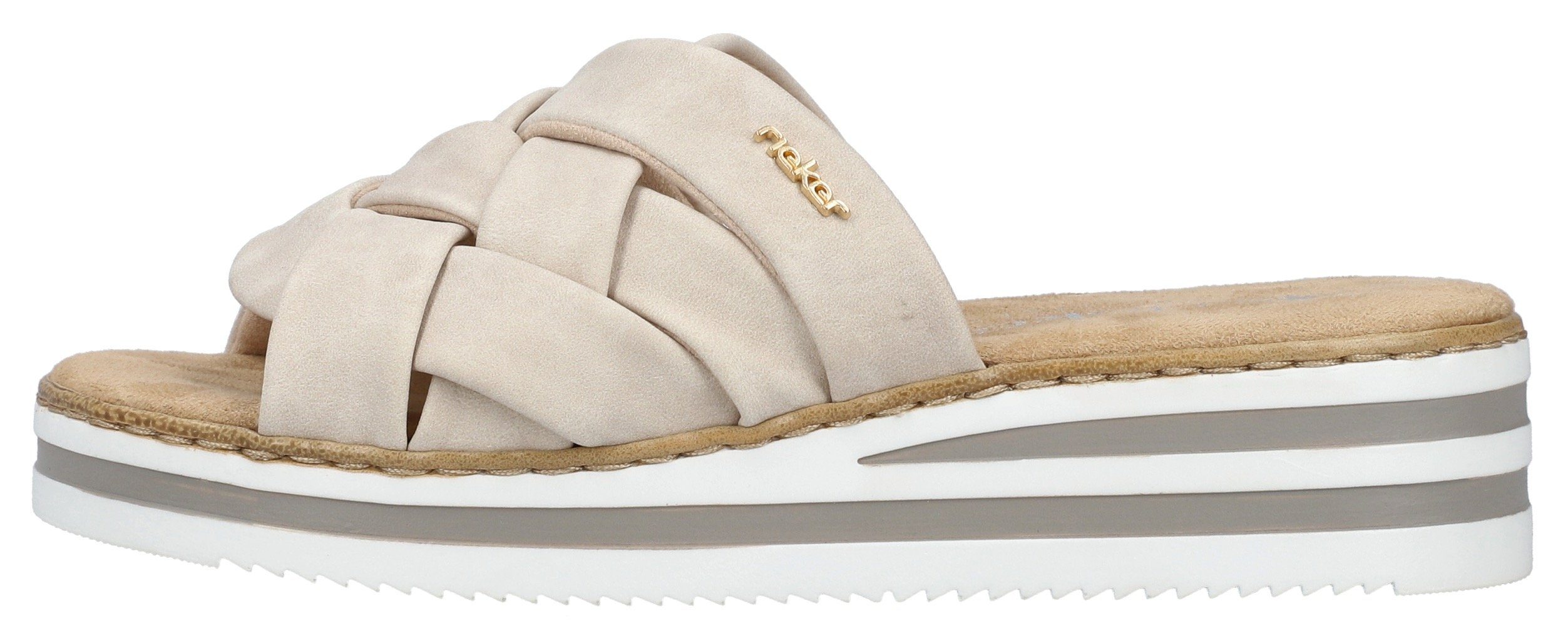 Rieker Slippers , sleehak, zomerschoen, pantoffels met zachte binnenzool