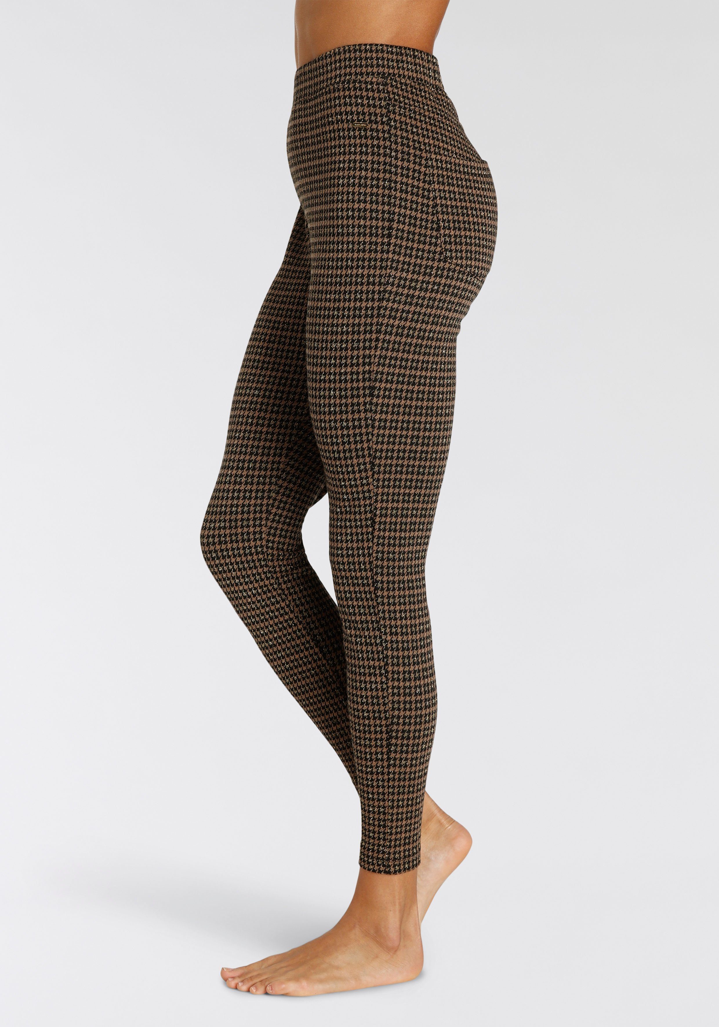 Lascana Legging met glinsterend houndstooth patroon