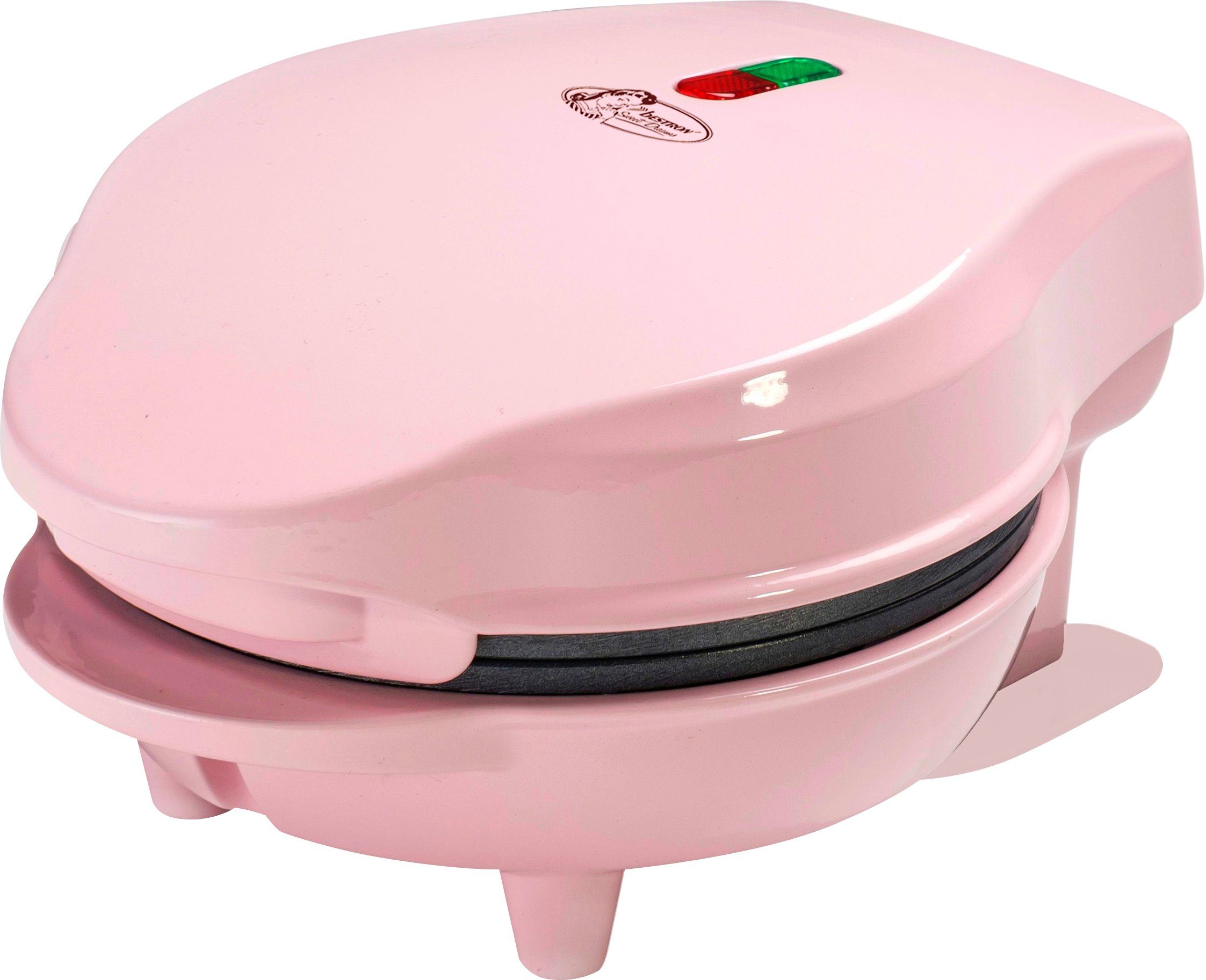 bestron wafelijzer amw500p mini voor klassieke wafels, kleine wafelmaker met antiaanbaklaag roze