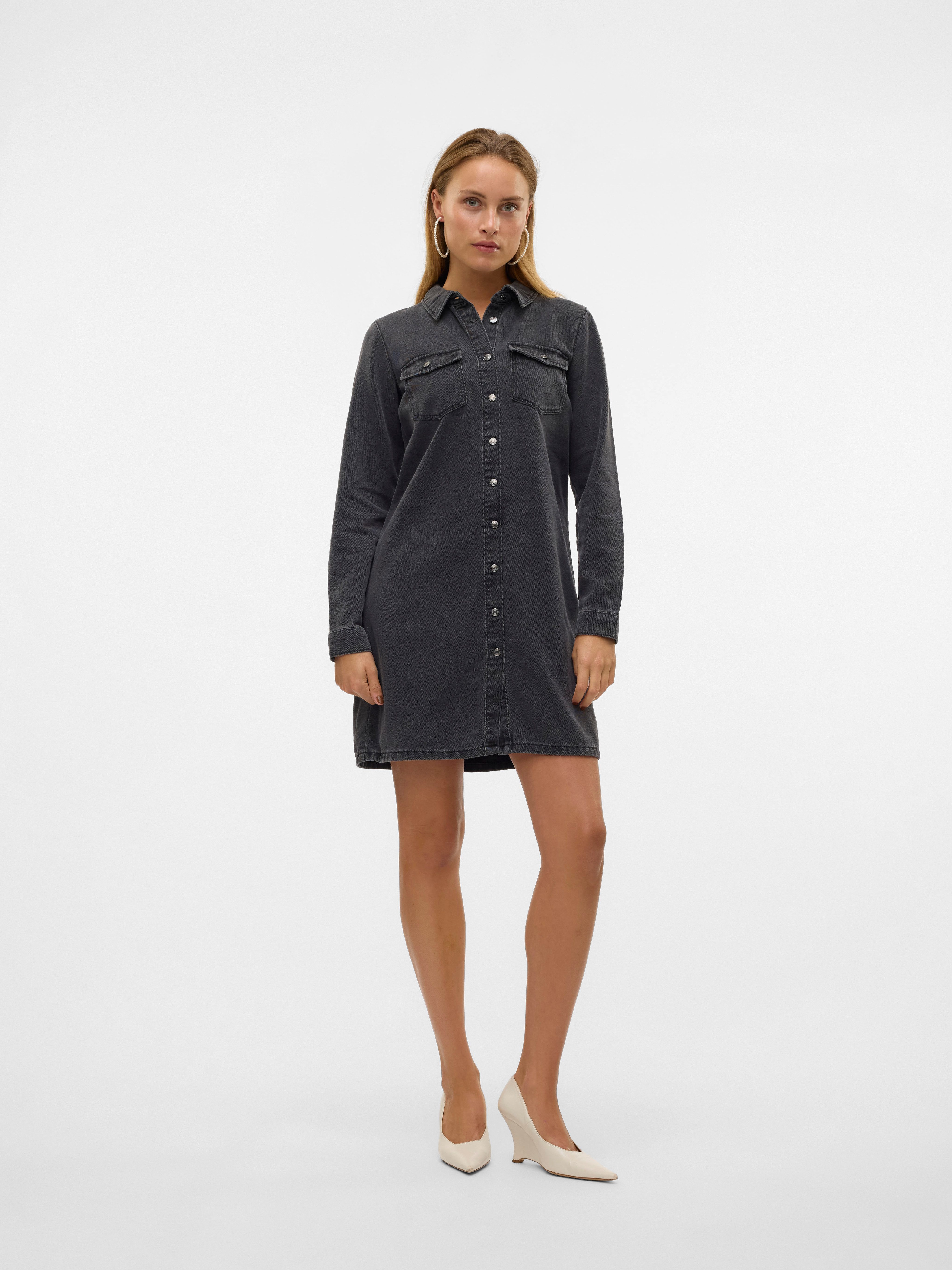 Vero Moda Jeans jurk VMJENNIE LS SHORT DENIM DRESS GA NOOS