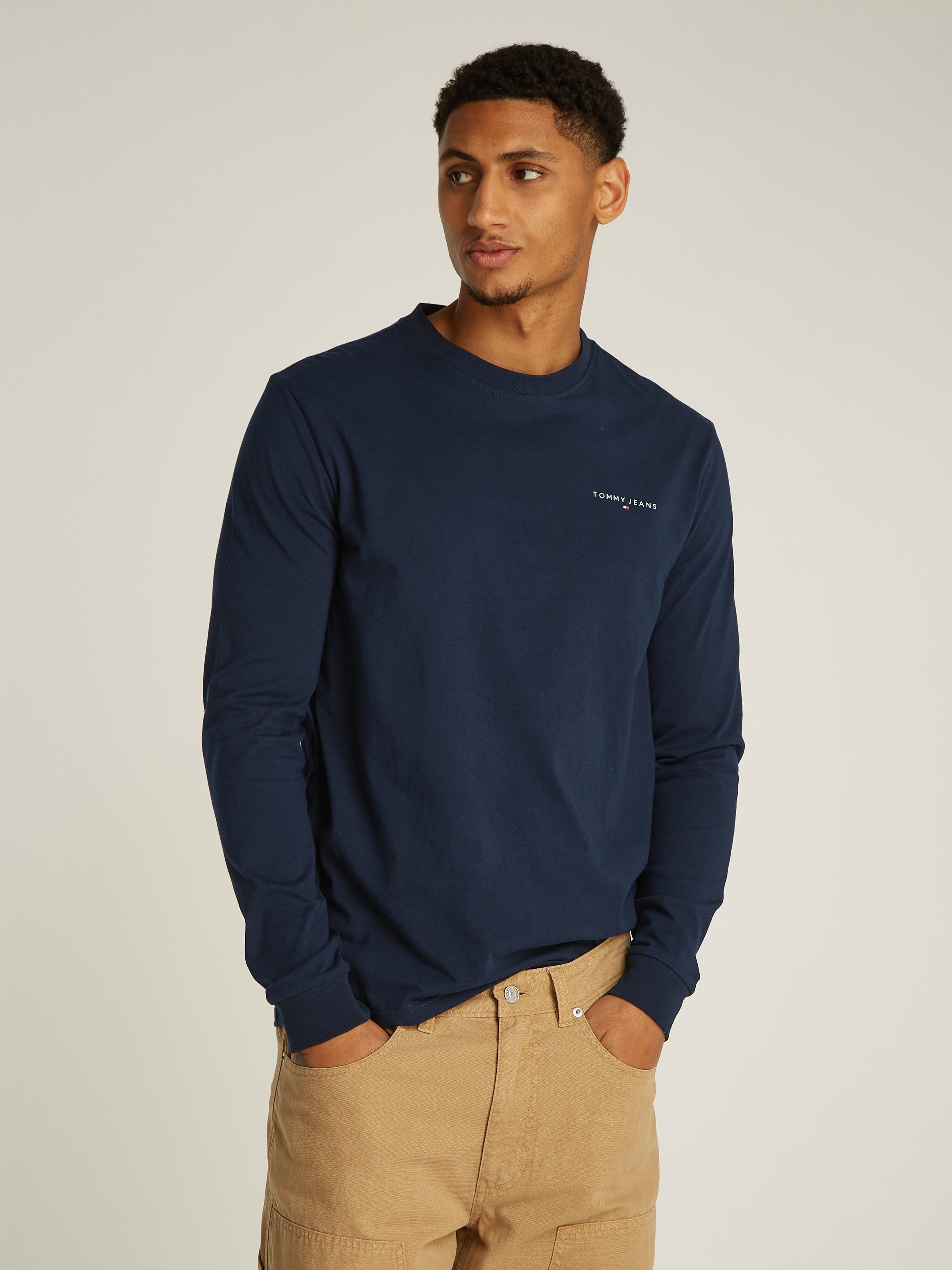 Tommy Jeans Plus Shirt met lange mouwen TJM SLIM LINEAR CHEST LS TEE EXT