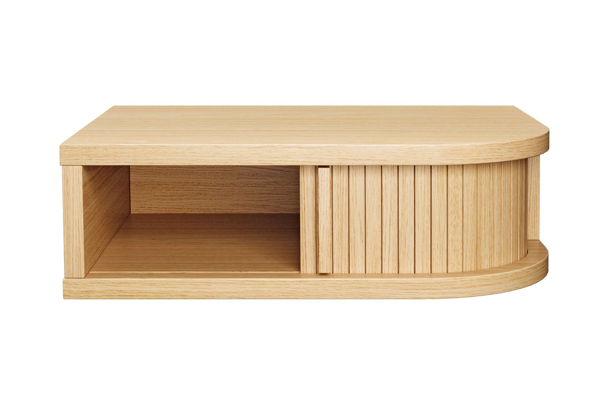 Woodman Nachtkastje Farsta in 3 kleuren, met tambour schuifdeuren, met eikenhout gefineerd