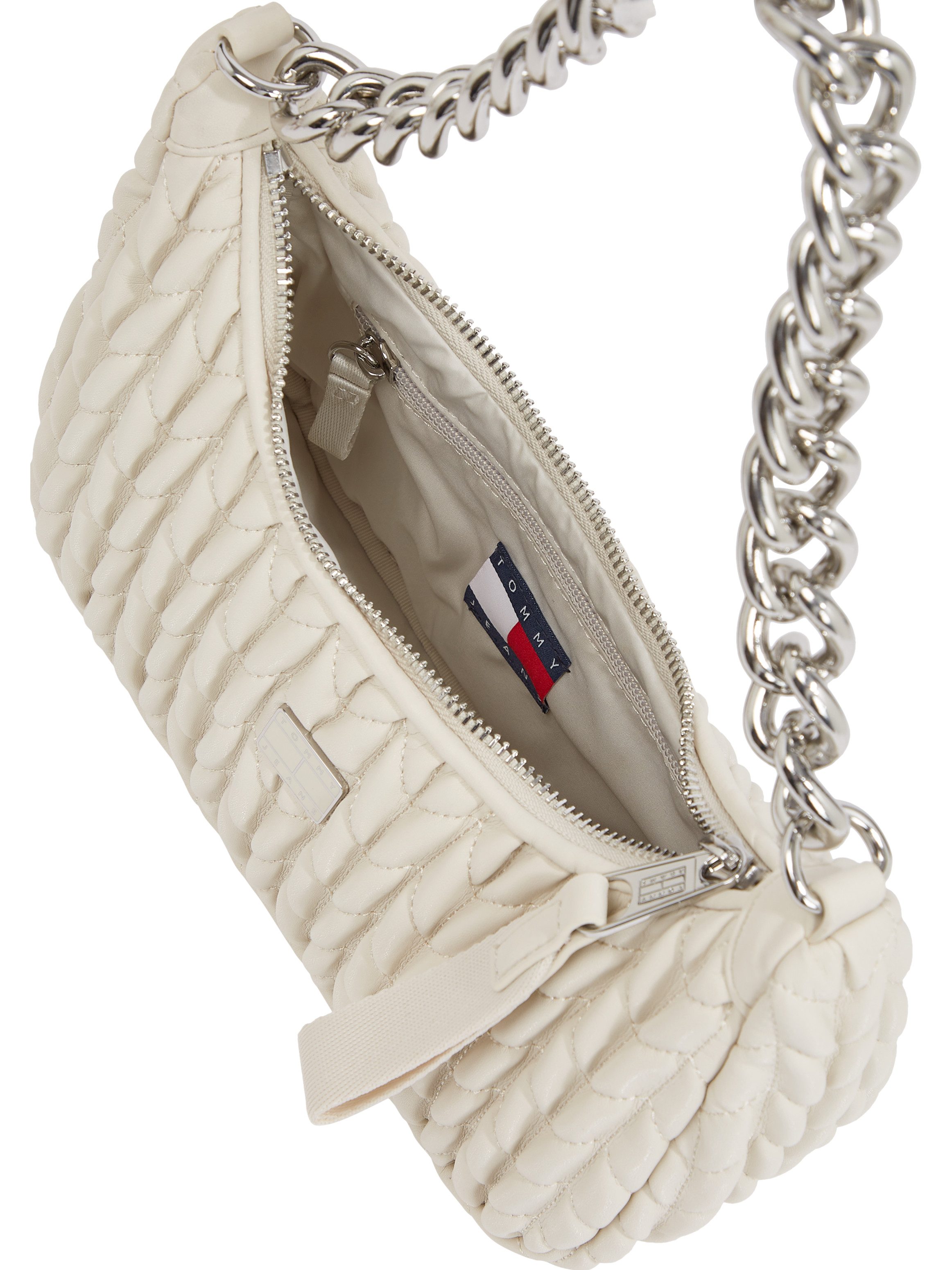 TOMMY JEANS Schoudertas TJW ICONIC SHOULDER QUILTED , dames schoudertas, draagtas met decoratieve kettinghandvat