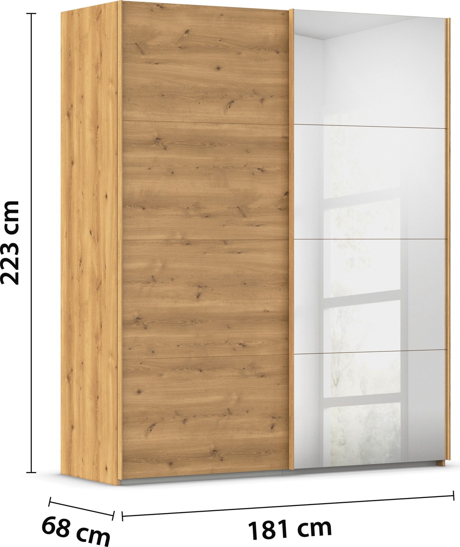 rauch Schuifdeurkast Kledingkast Kast Garderobe Slaapkamerkast EVELYN in elegante stijl met spiegel 5 breedtes veel opbergruimte made in germany
