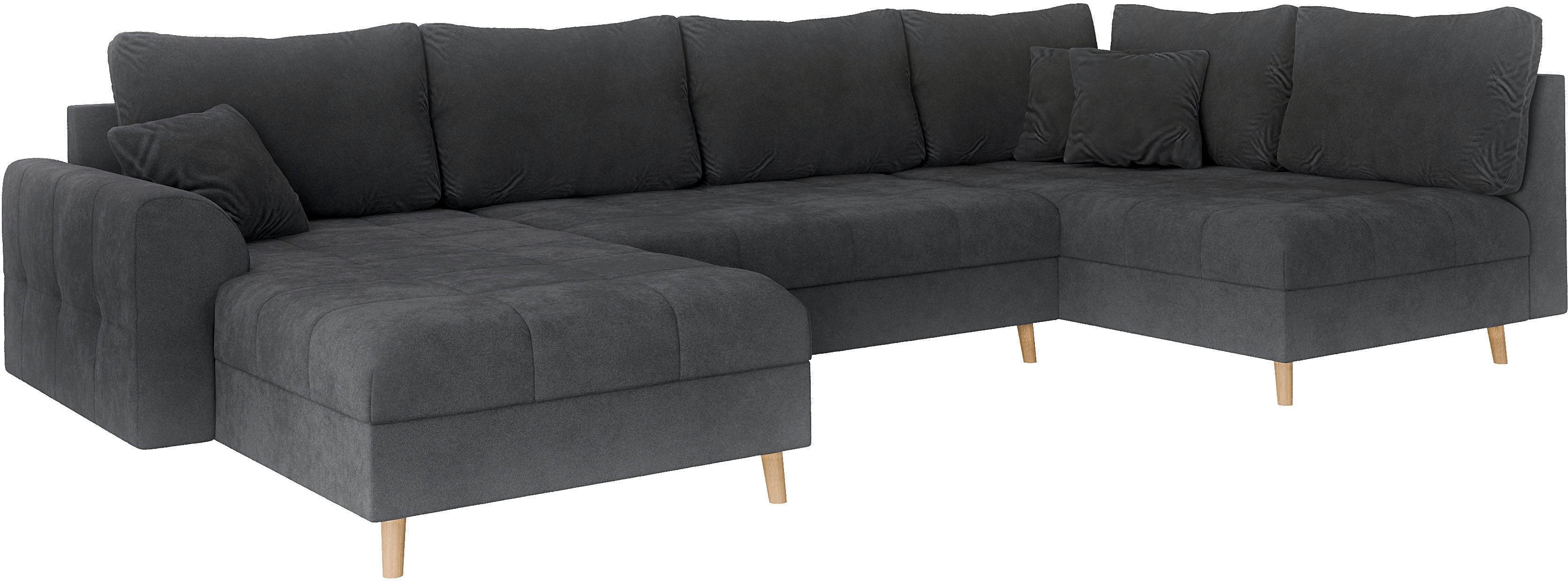Home affaire Zithoek CHARRE U-vorm met ottomane, afmetingen B/D/H: 310/161/81 cm fijne stiksels, losse rug- en sierkussens, ook in cord en bouclé