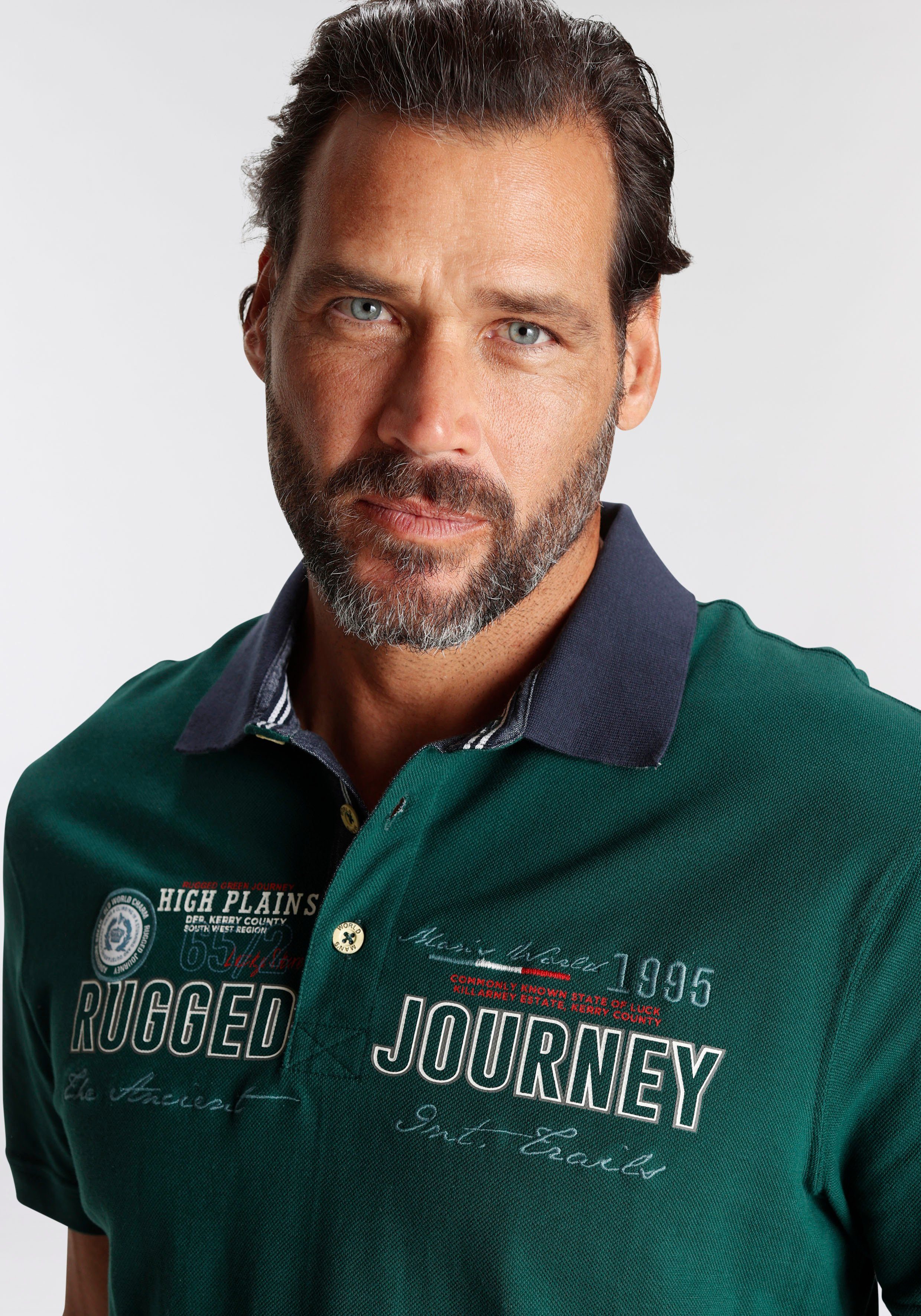 Man's World Poloshirt Korte mouwen, met print, borduursel en badge, polokraag
