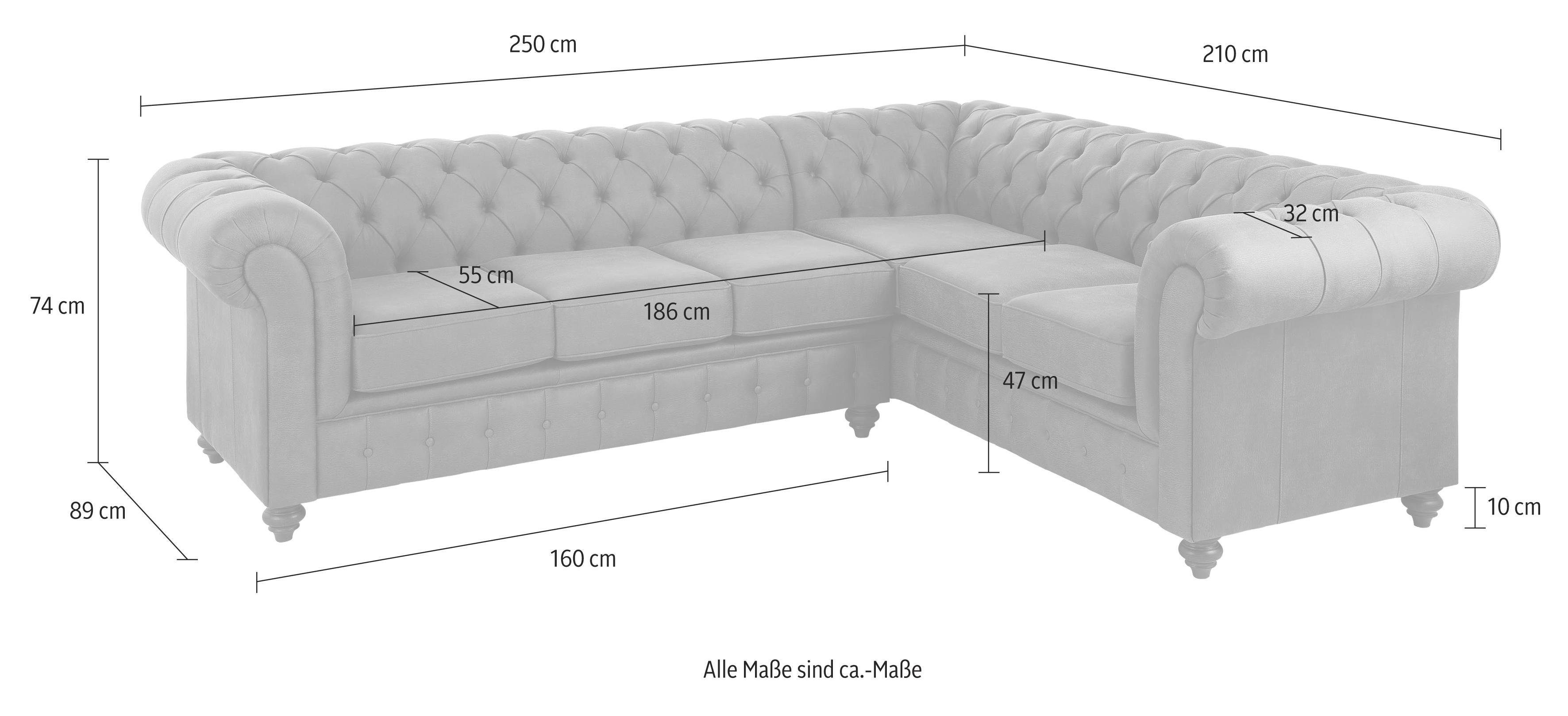 Home affaire Chesterfield-bank Chesterfield hoekbank, ook in leer L-vorm hoogwaardige knoopdetails, langer gedeelte links of rechts naar keuze