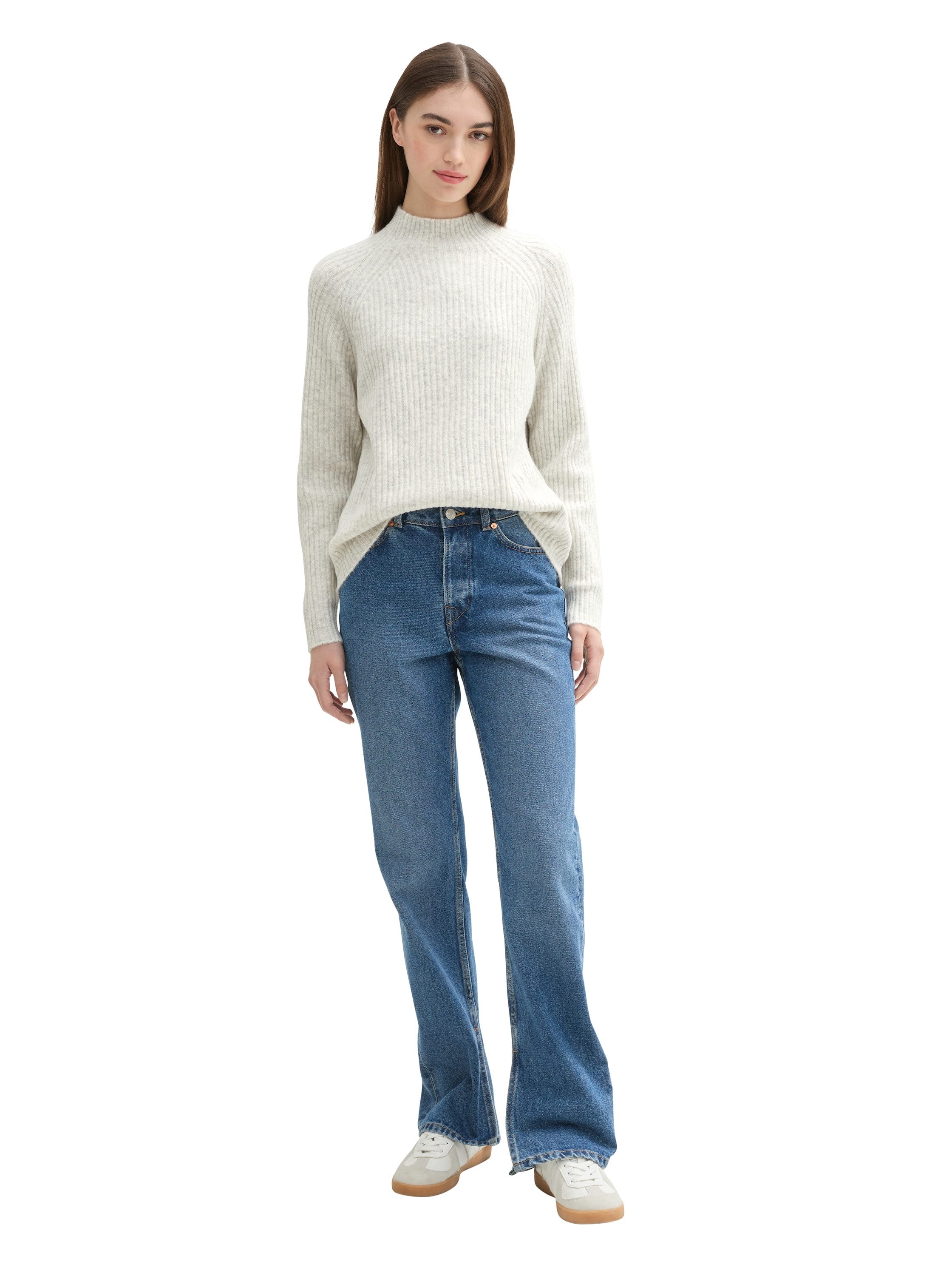 Tom Tailor Denim Trui met staande kraag met ribstructuur