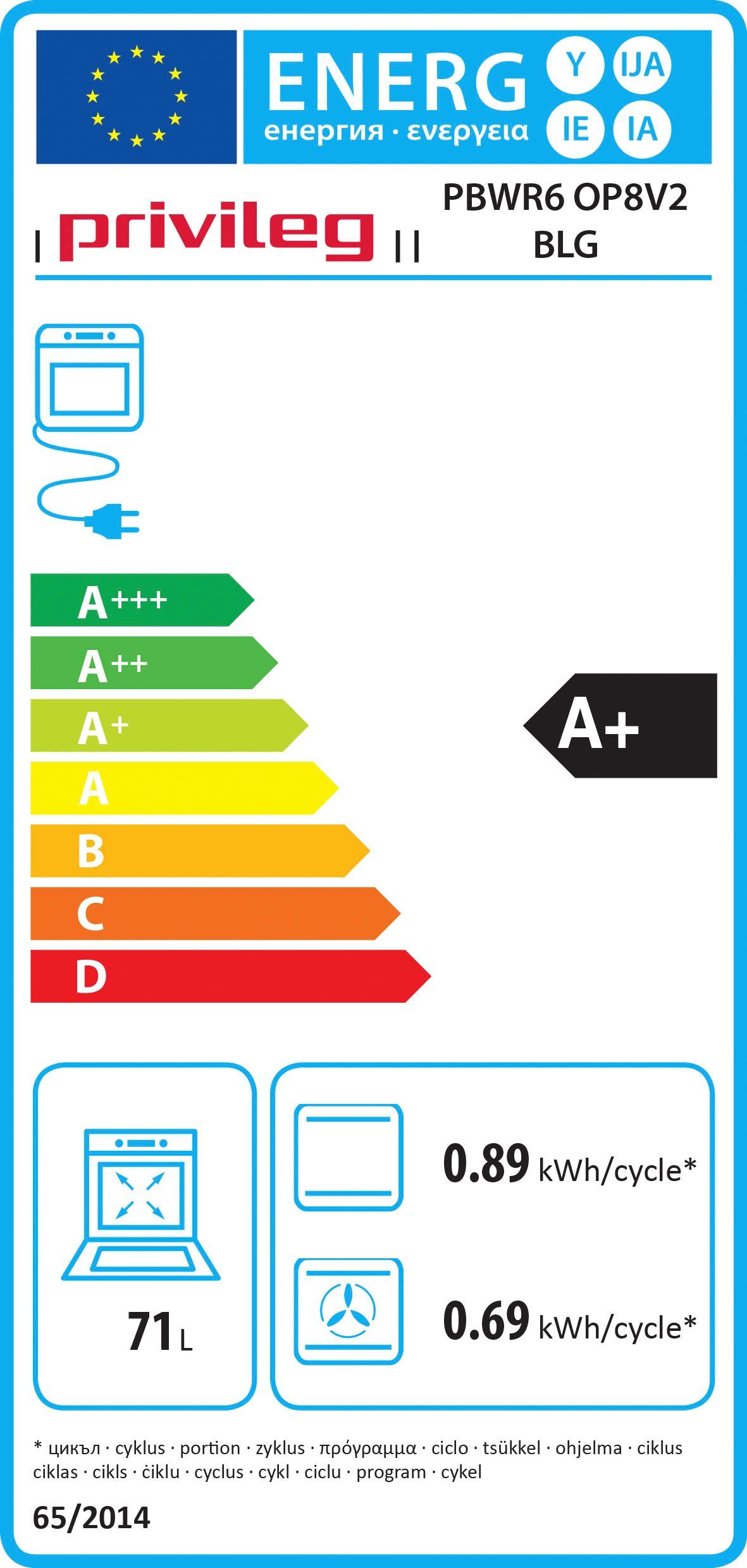 Privileg Inbouwoven PBWR6 OP8V2 BLG Pyrolyse-zelfreiniging