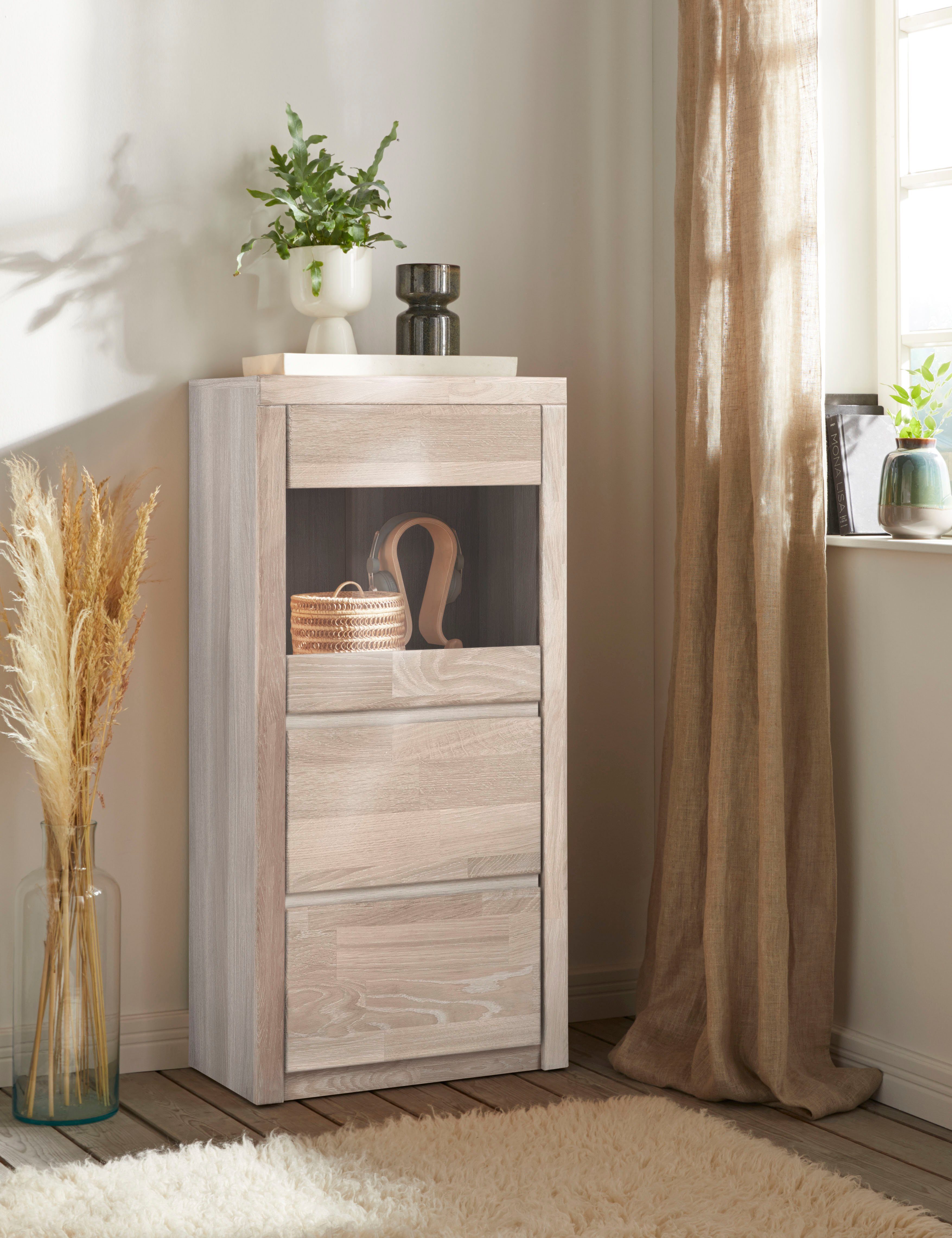 Home affaire Vitrinekast Silkeborg mooie greeploze look, gedeeltelijk massief