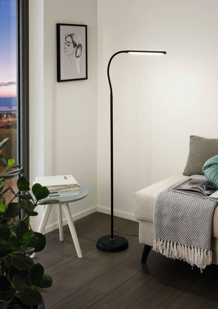 EGLO Staande lamp LAROA LED vloerlamp, wit, touchsensor, 4-staps dimmen, modern Staande lamp, touch, dimbaar, staande lamp, staande lamp, led-bureaulamp