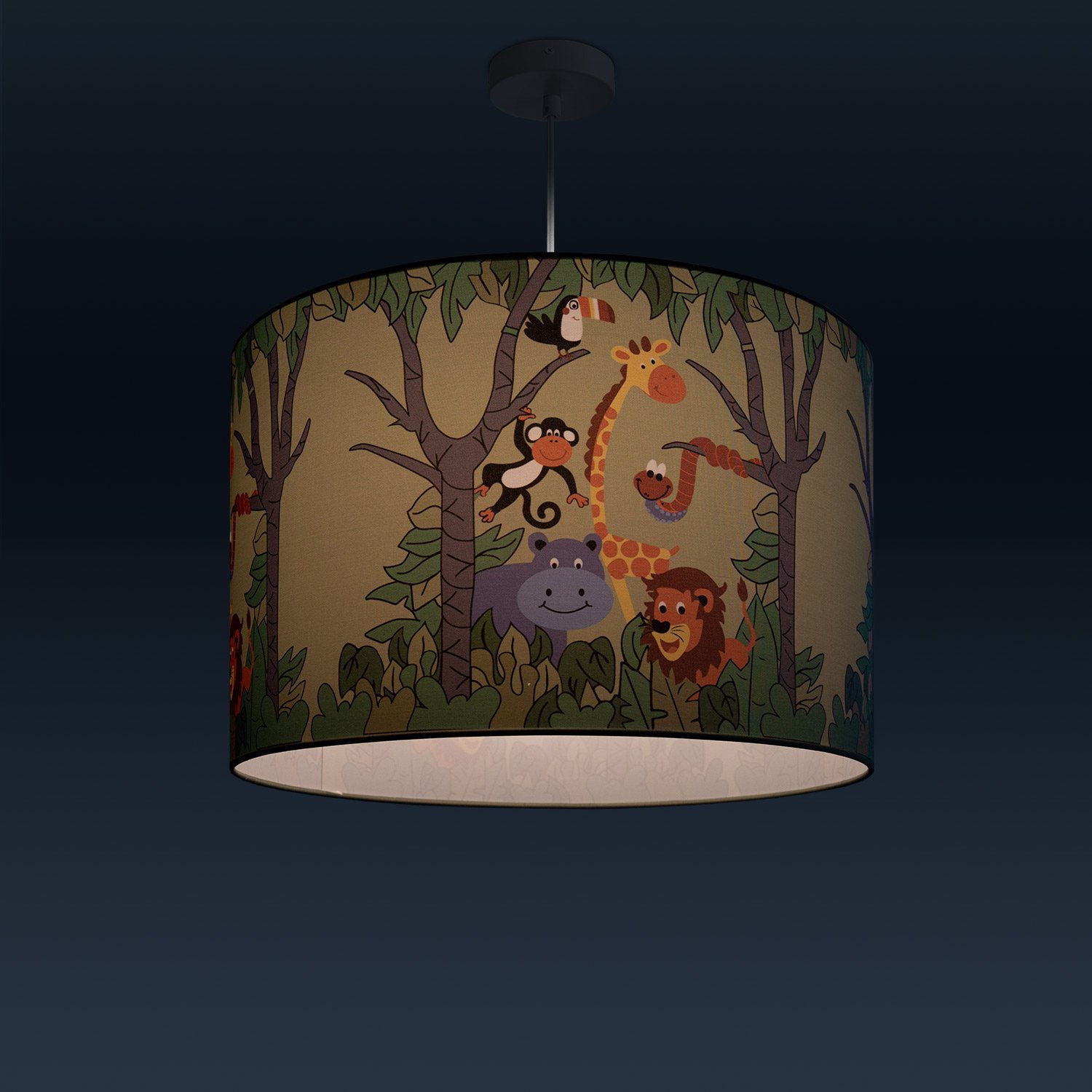 Paco Home Hanglamp Diamond 638 Kinderlamp plafondlamp LED kinderkamer jungle dieren-motief E27