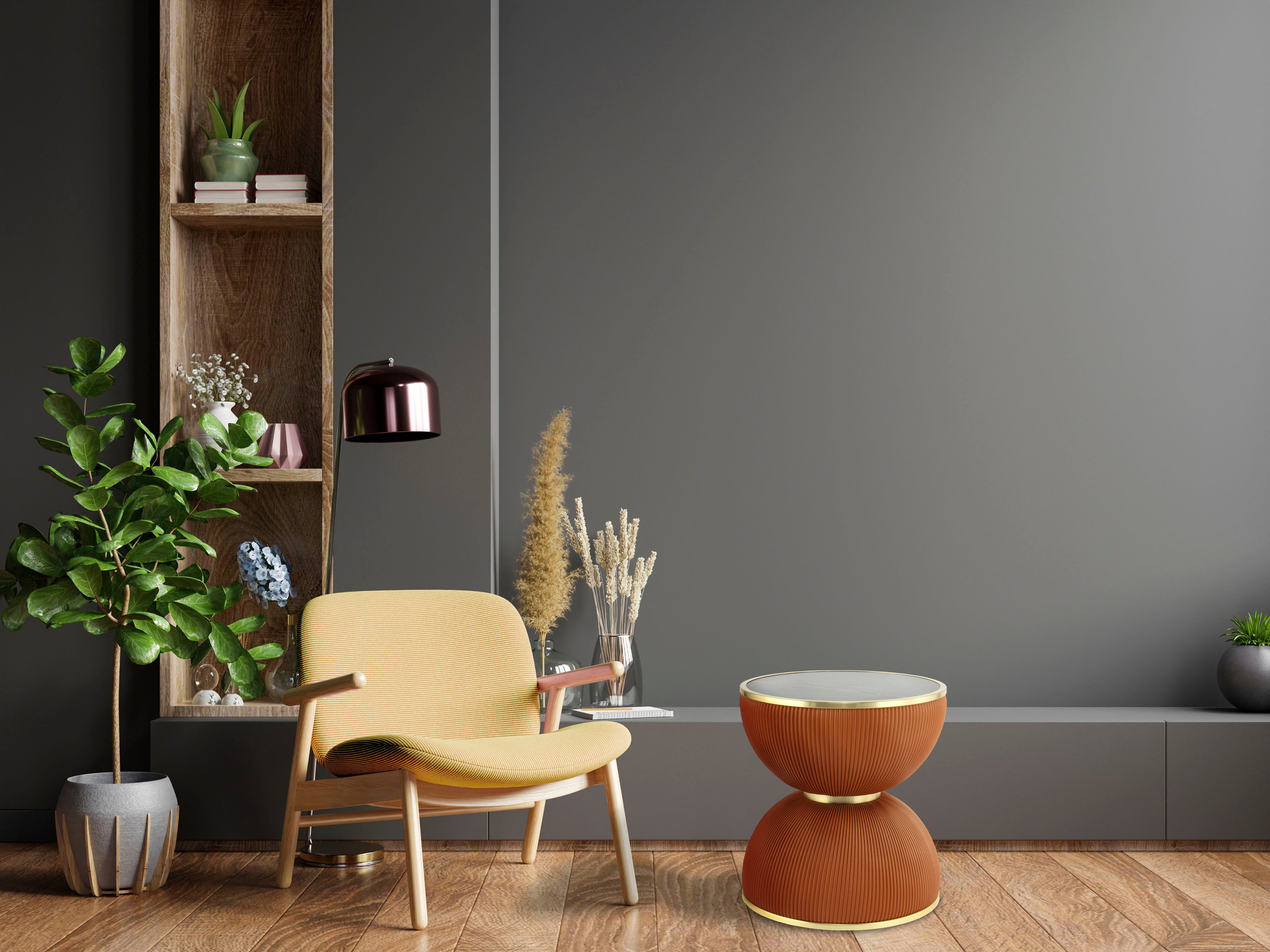 Kayoom Bijzettafel Jokai 225, ijzeren frame, PU-stof bekleding, gesinterde steenplaat (1 stuk)