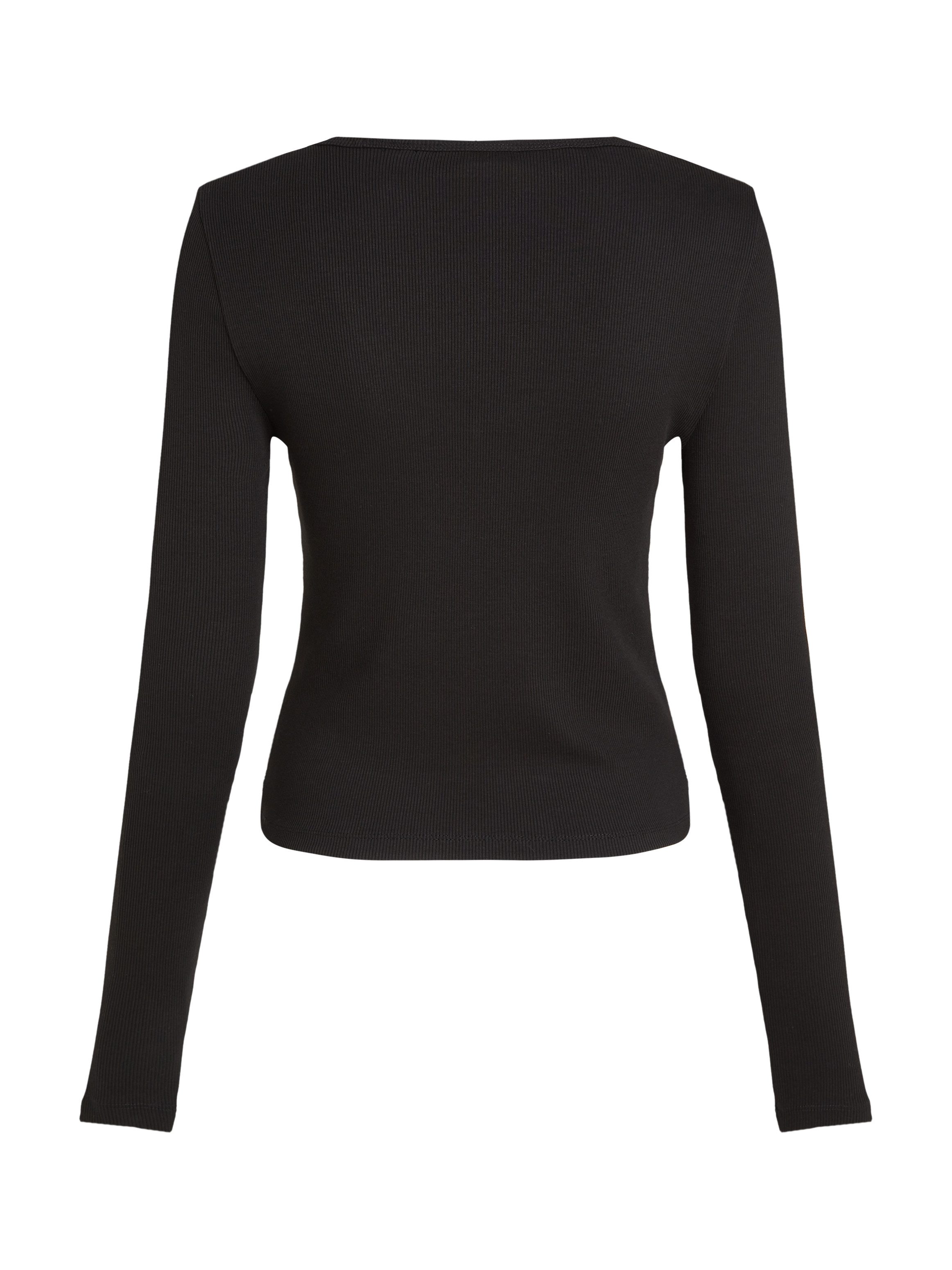 Calvin Klein Shirt met lange mouwen WOVEN LABEL RIB V-NECK LS