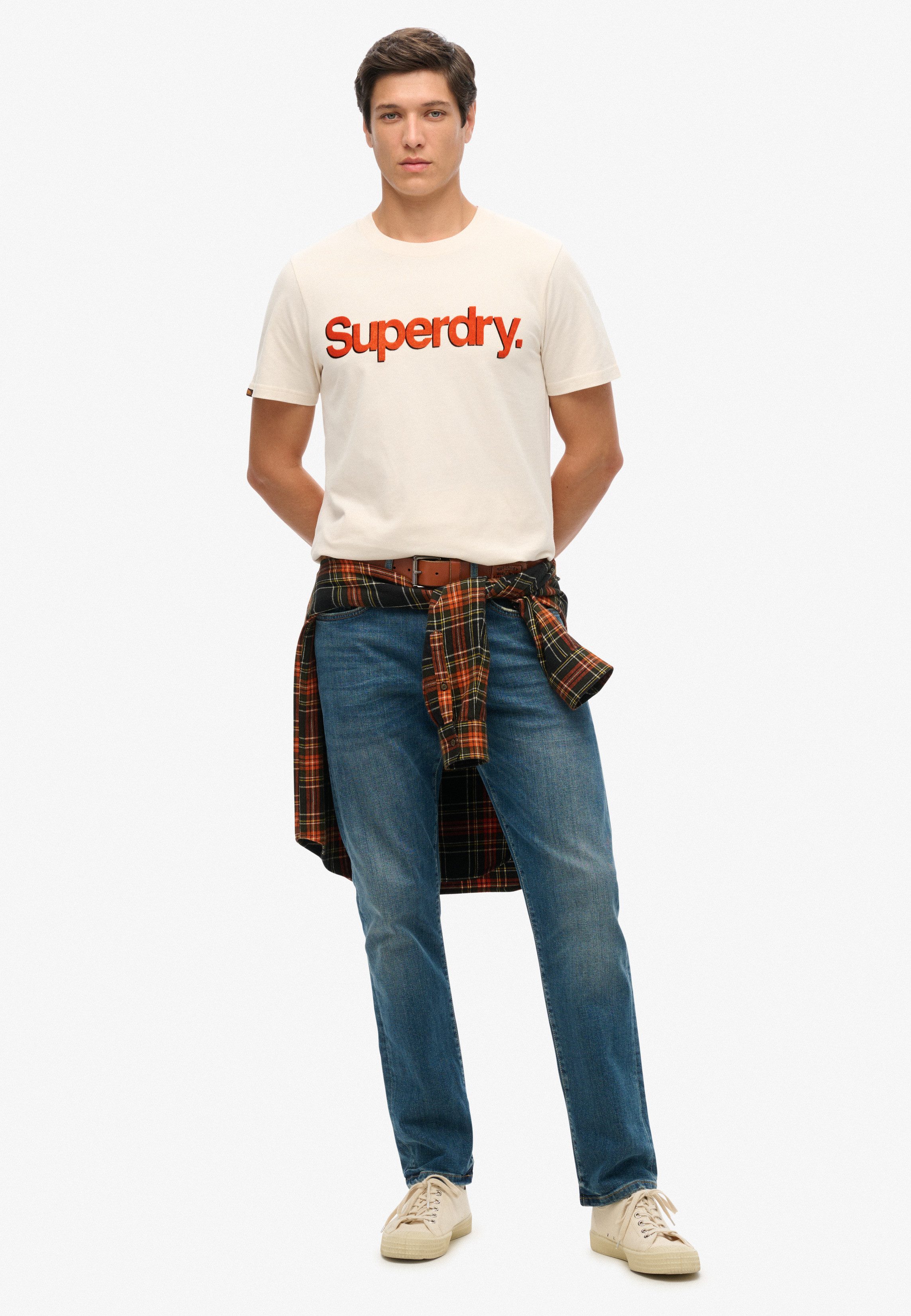Superdry Shirt met ronde hals CLASSIC CORE LOGO SHADOW TEE