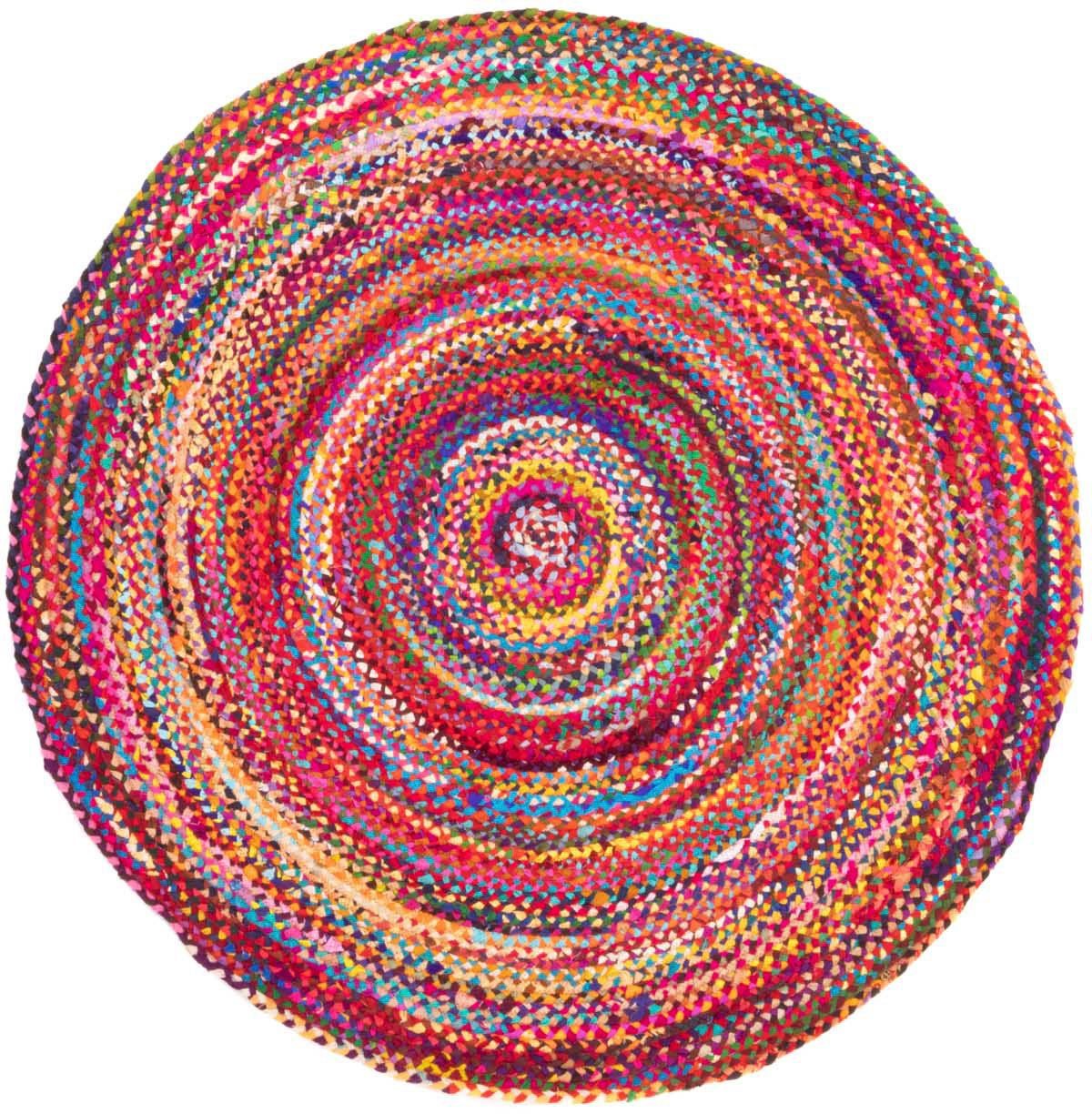 morgenland Wollen kleed Sisalkleed vloerkleed Indigo Stripy wollen vloerkleden maat Ø 240 cm x 240 cm x 240 cm x 7 mm multicolor