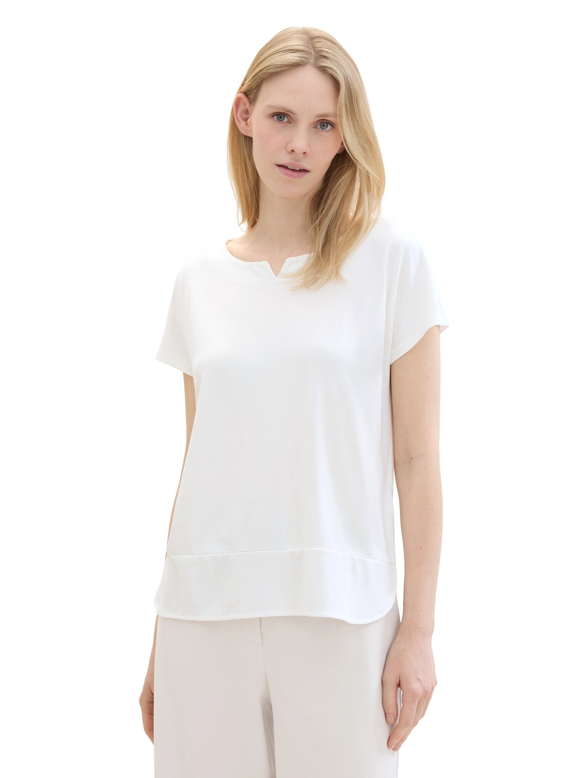 Tom Tailor T-shirt met gesplitste ronde halslijn