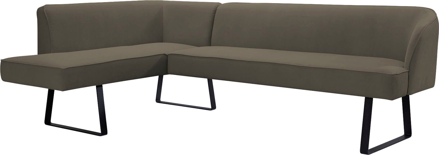 exxpo - sofa fashion Hoekbank Americano met opstaande naad en metalen poten, bekleding in verschillende kwaliteiten