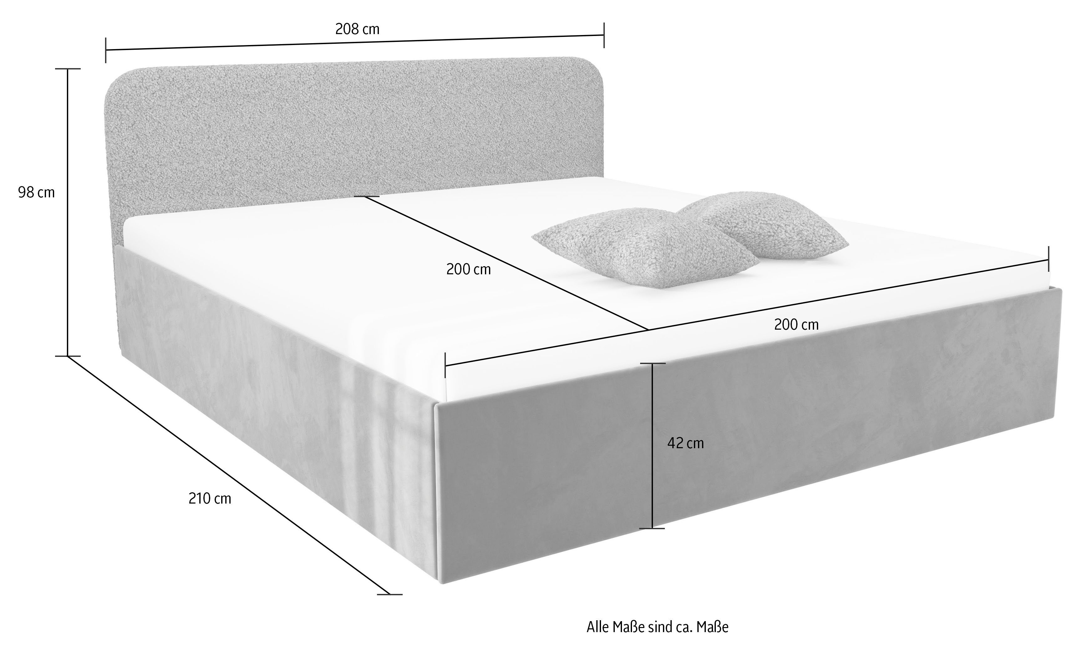 Westfalia Polsterbetten Gestoffeerd bed Shawn bed verkrijgbaar in twee verschillende hoogtes