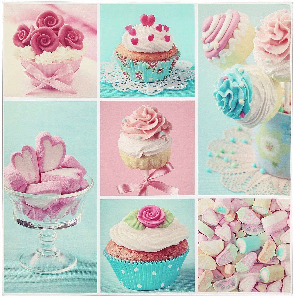 Ambiente Haus Artprint op linnen Cup Cake artprint 50 cm (1 stuk) foto schilderijen multicolor