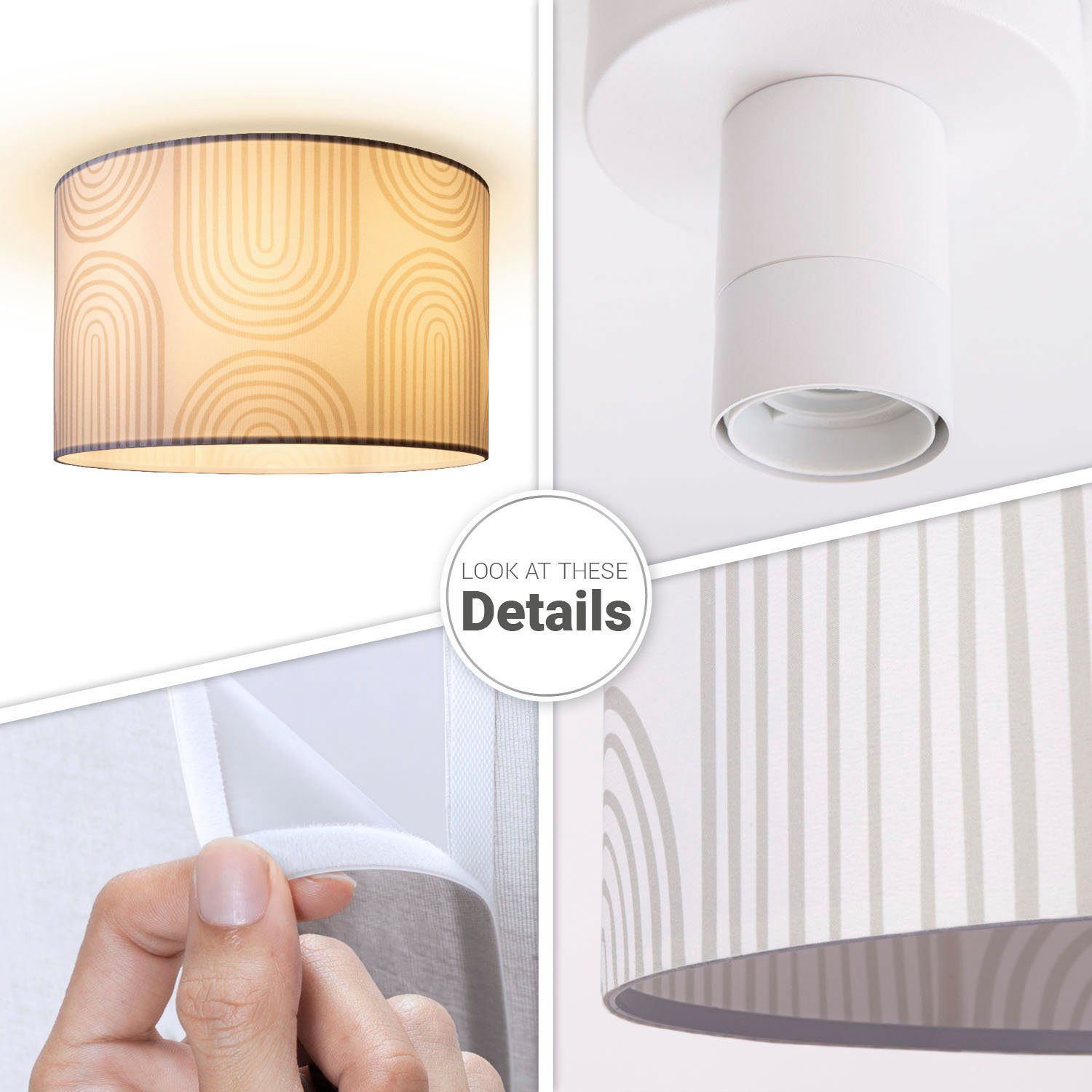 Paco Home Plafondlamp Hugo Pillar Plafondlamp met lampenkap eettafel schermlamp plafond abstract