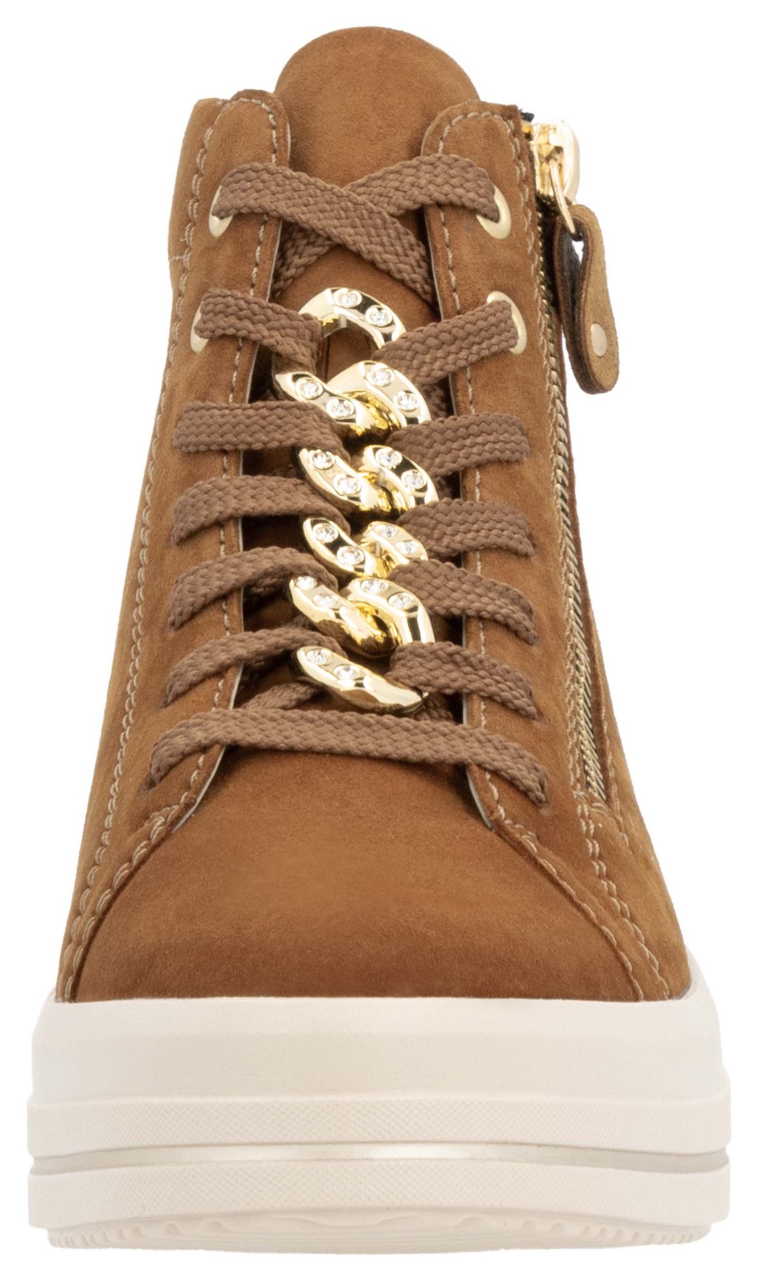 Remonte Plateausneakers Elisabeth Hurley-Collection vrijetijdsschoen, high-top sneaker, veterschoen, zijrits