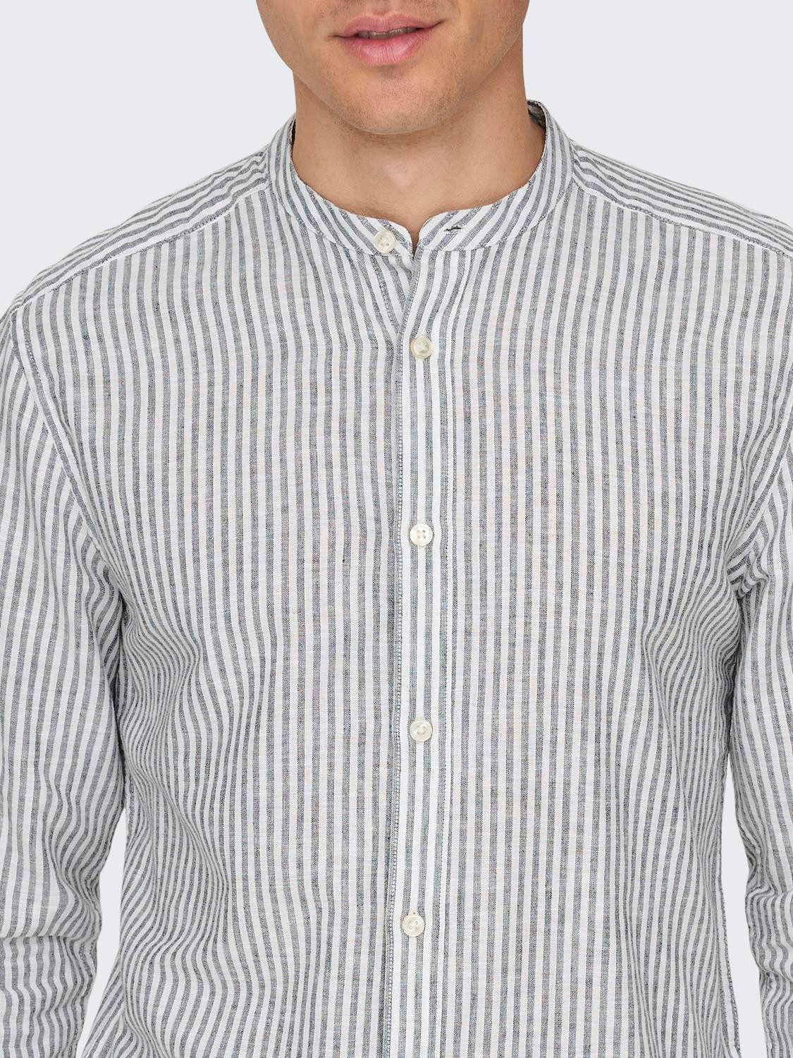 ONLY & SONS Overhemd met lange mouwen ONSCAIDEN LS MAO STRIPE LINEN SHIRT NOOS