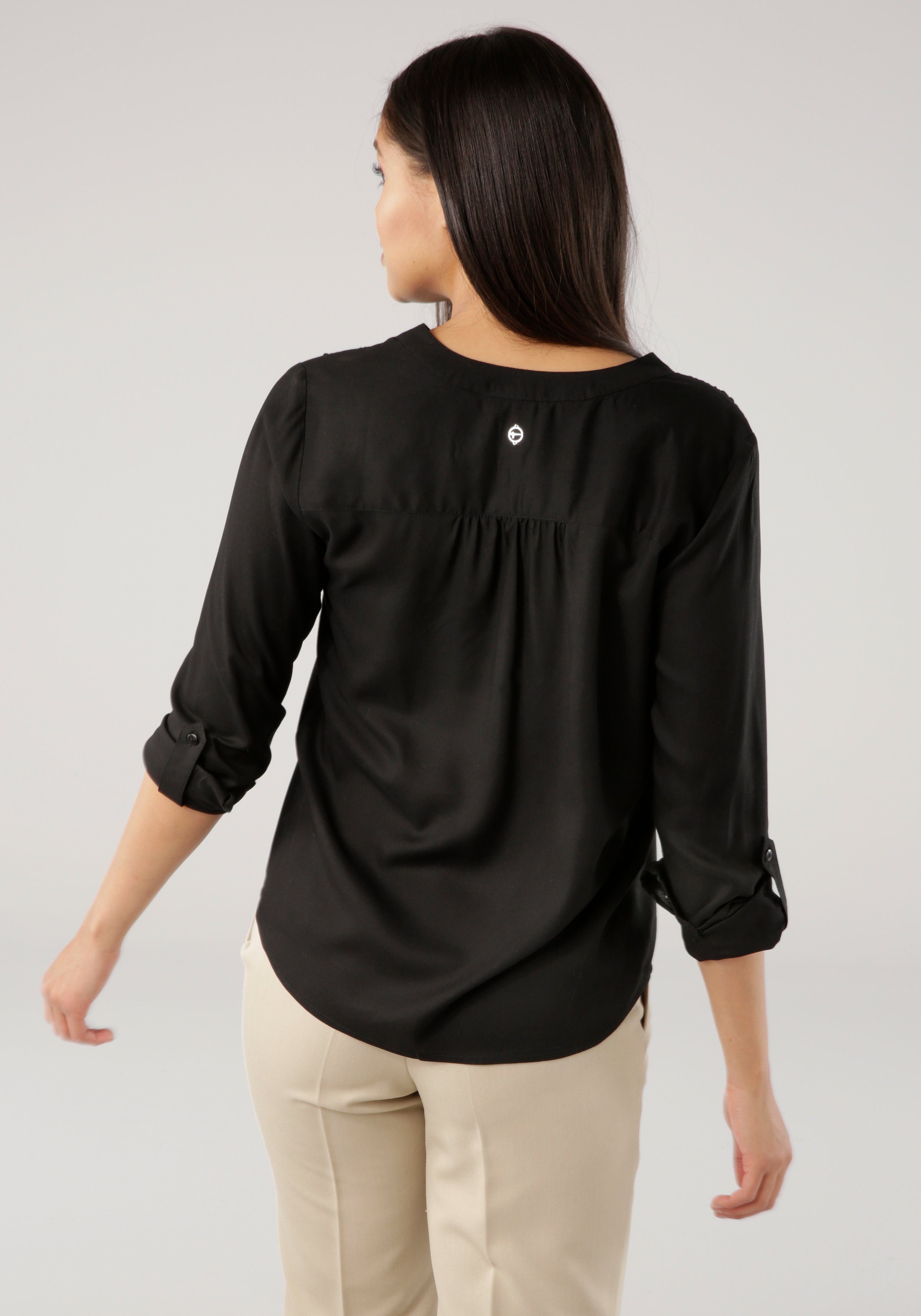 Tamaris Blouse zonder sluiting met opgerolde mouwen