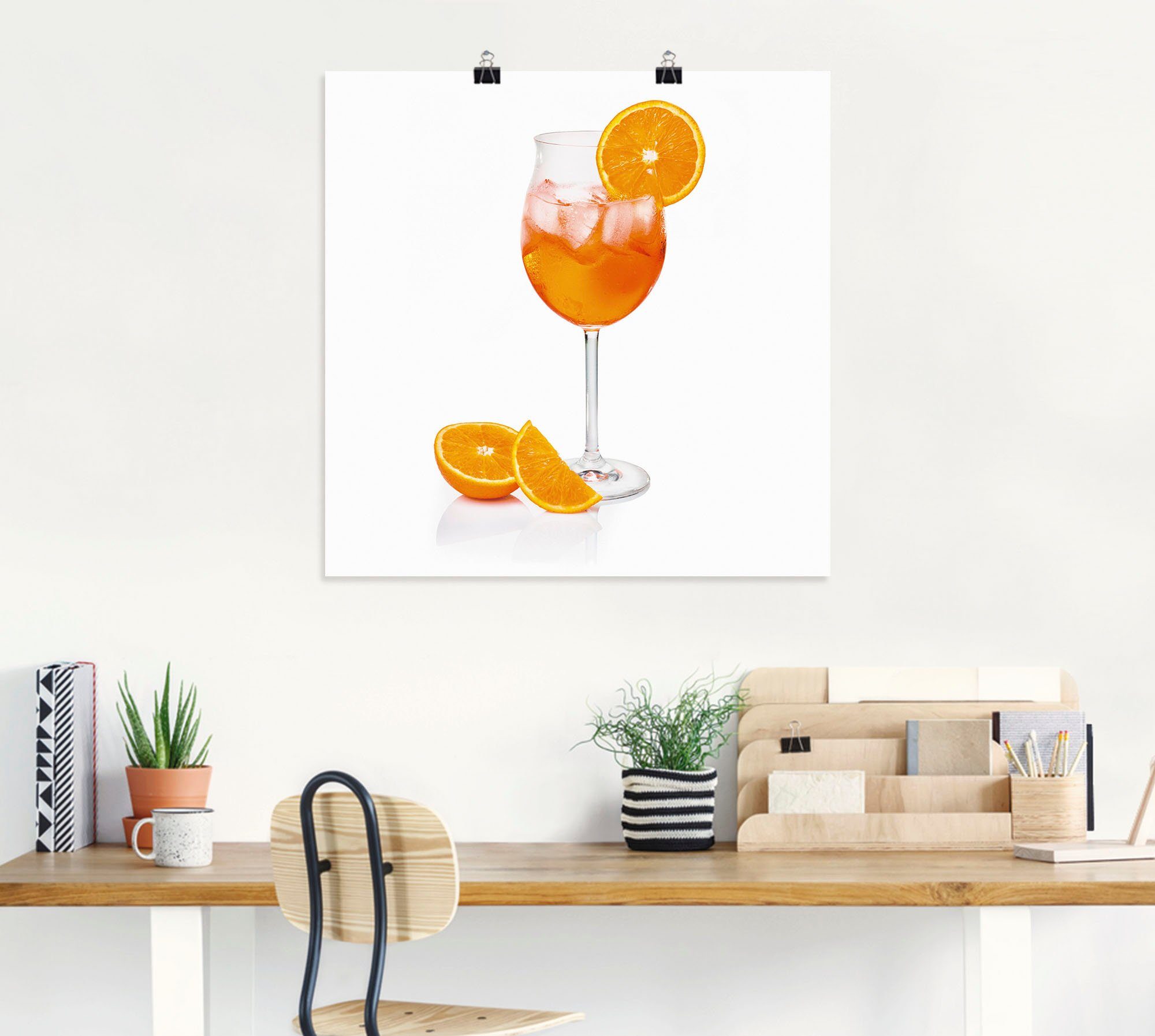 Artland Artprint Aperol Spritz met een schijf sinaasappel als artprint van aluminium, artprint voor buiten, artprint op linnen, poster, muursticker