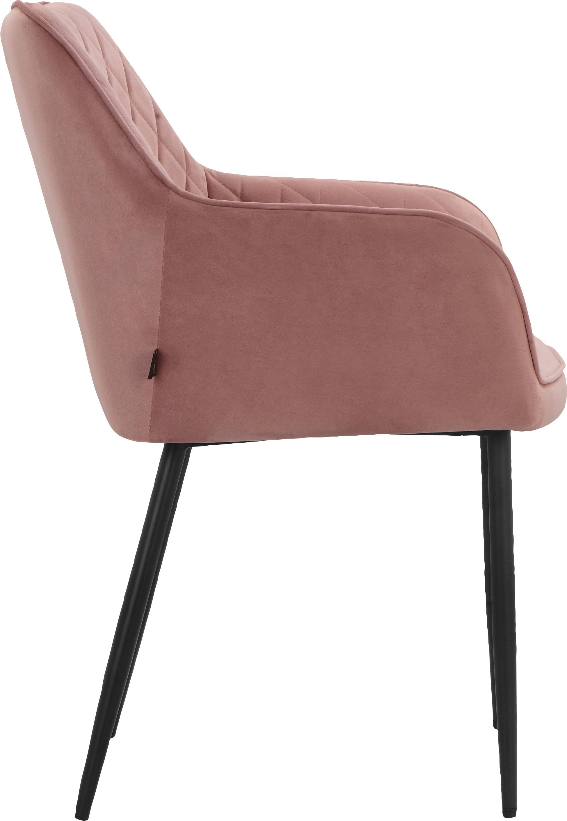 Leonique Stoel met armleuningen Montmerle Zacht verdikte zitting en rugleuning, in veloursstof met stiksel, zithoogte 50 cm (2 stuks)