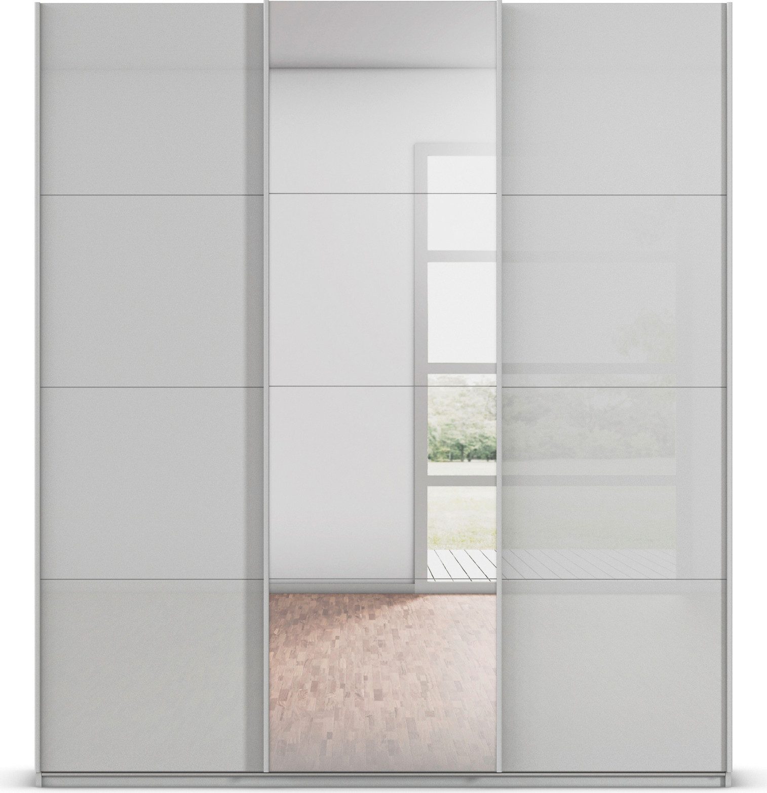 rauch Schuifdeurkast Kledingkasten kast garderobe AGORDO met glazen front doordachte binnenuitrusting, in 4 breedtes en 2 hoogtes made in germany