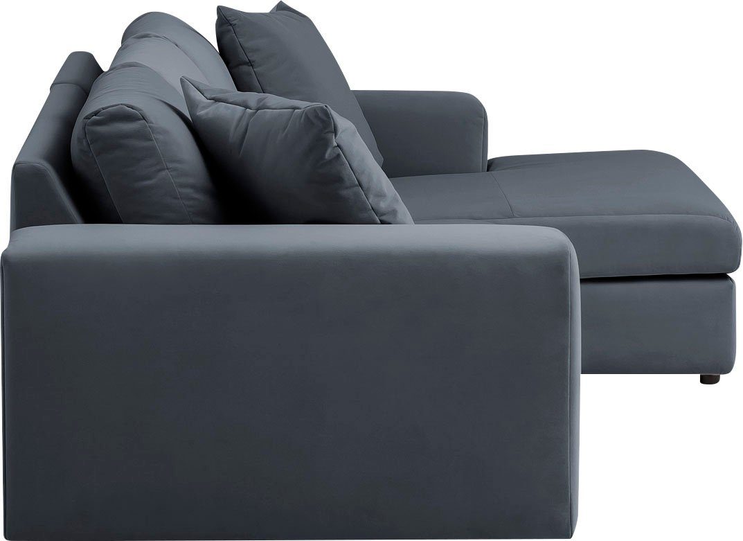 andas Hoekbank SLEETLAND XXL van fluweel of in vintage leer-look, L-model,