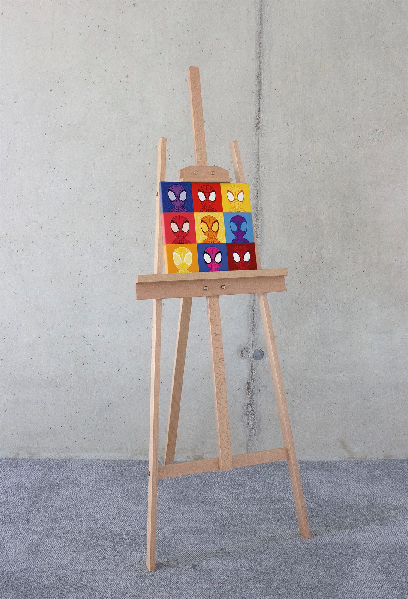 Komar Artprint op linnen Spidey Symmetry - Afmeting 30 x 30 cm Canvasdoek met echt houten frame, kinderkamer (1 stuk)
